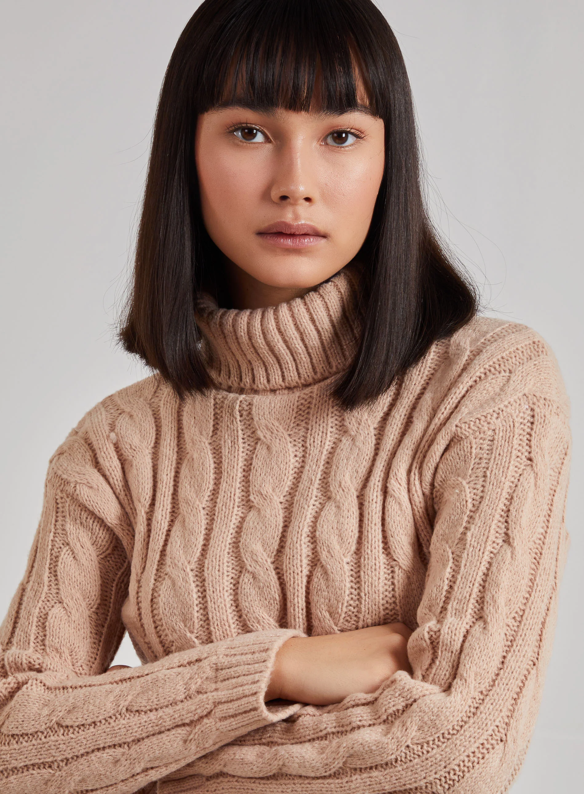 Cropped Cable Knit Jumper - Image 3