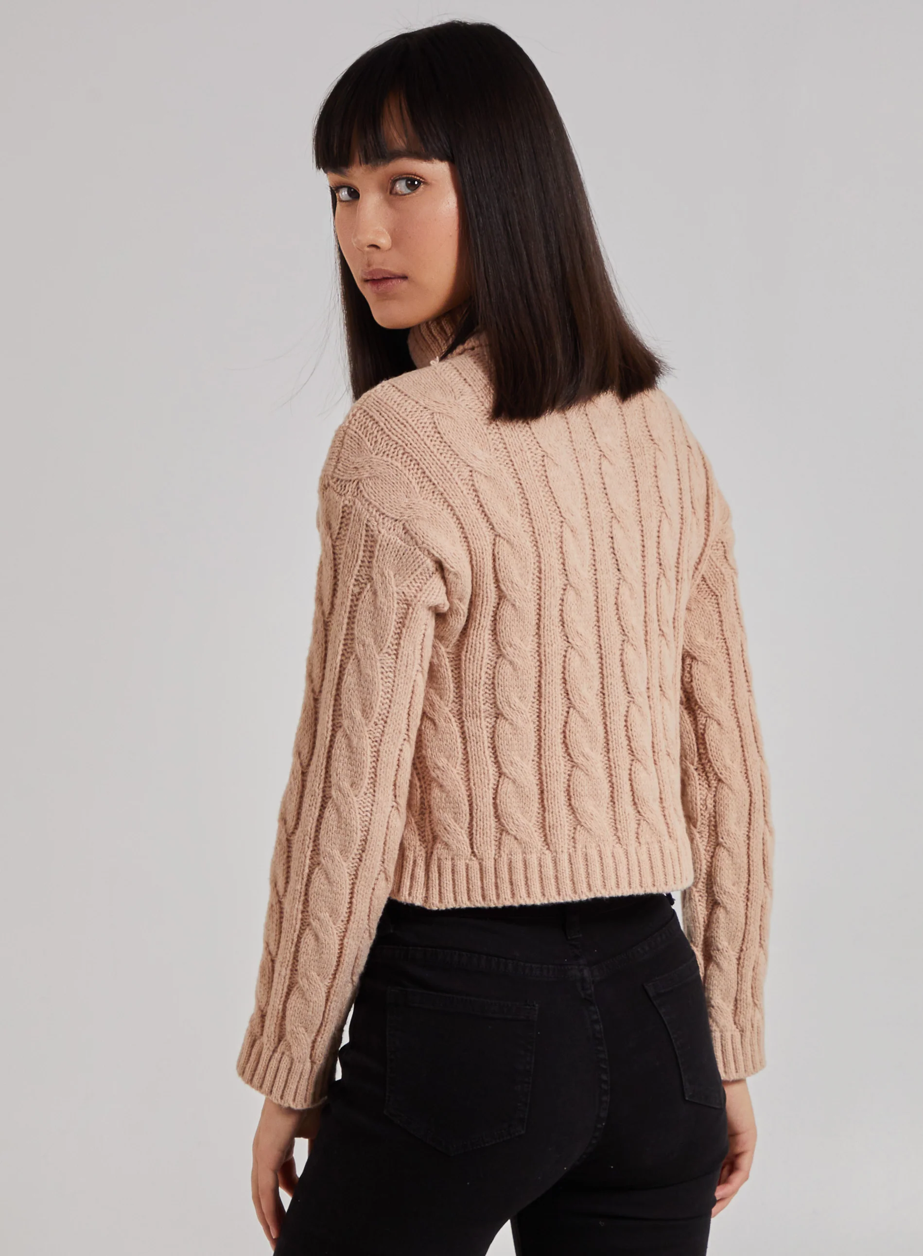 Cropped Cable Knit Jumper - Image 4