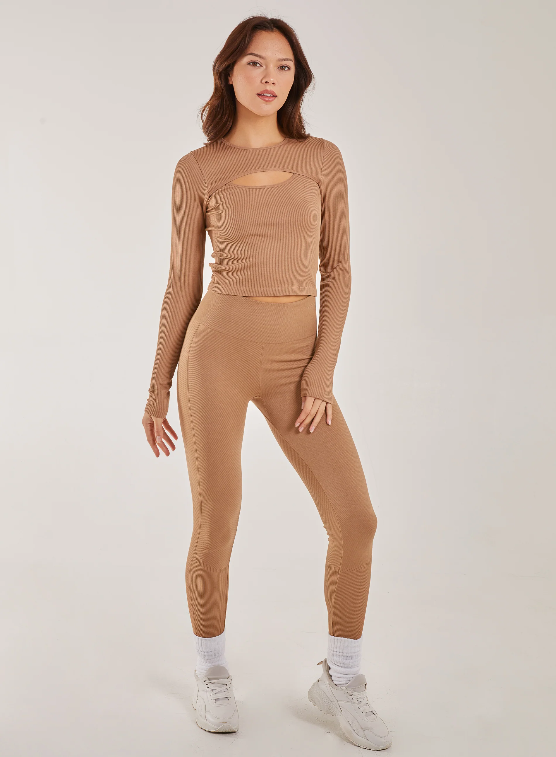 Rib Long Sleeve Cut Out Top - Image 4