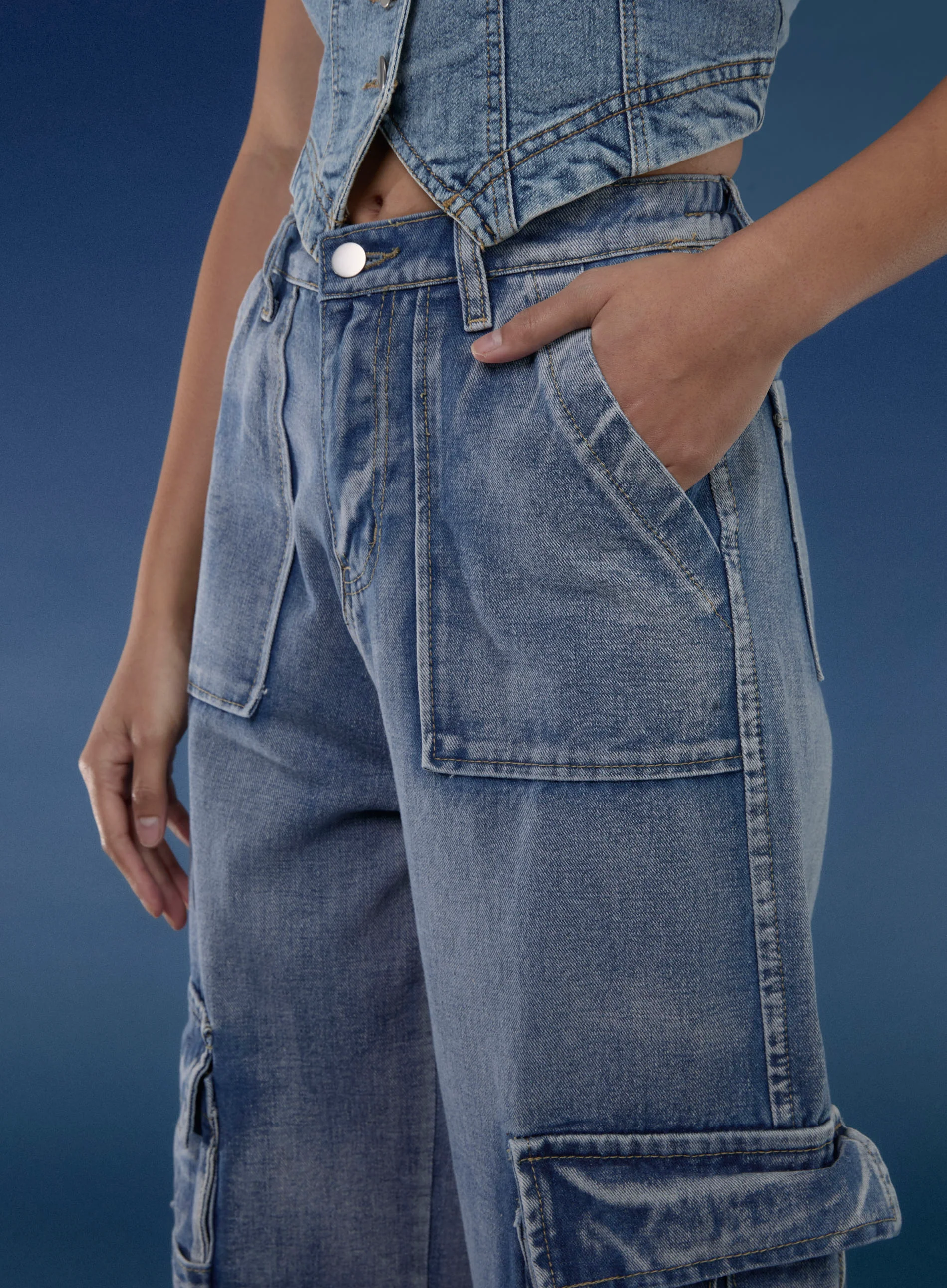 Casual Pocket Cargo Jeans - Image 2