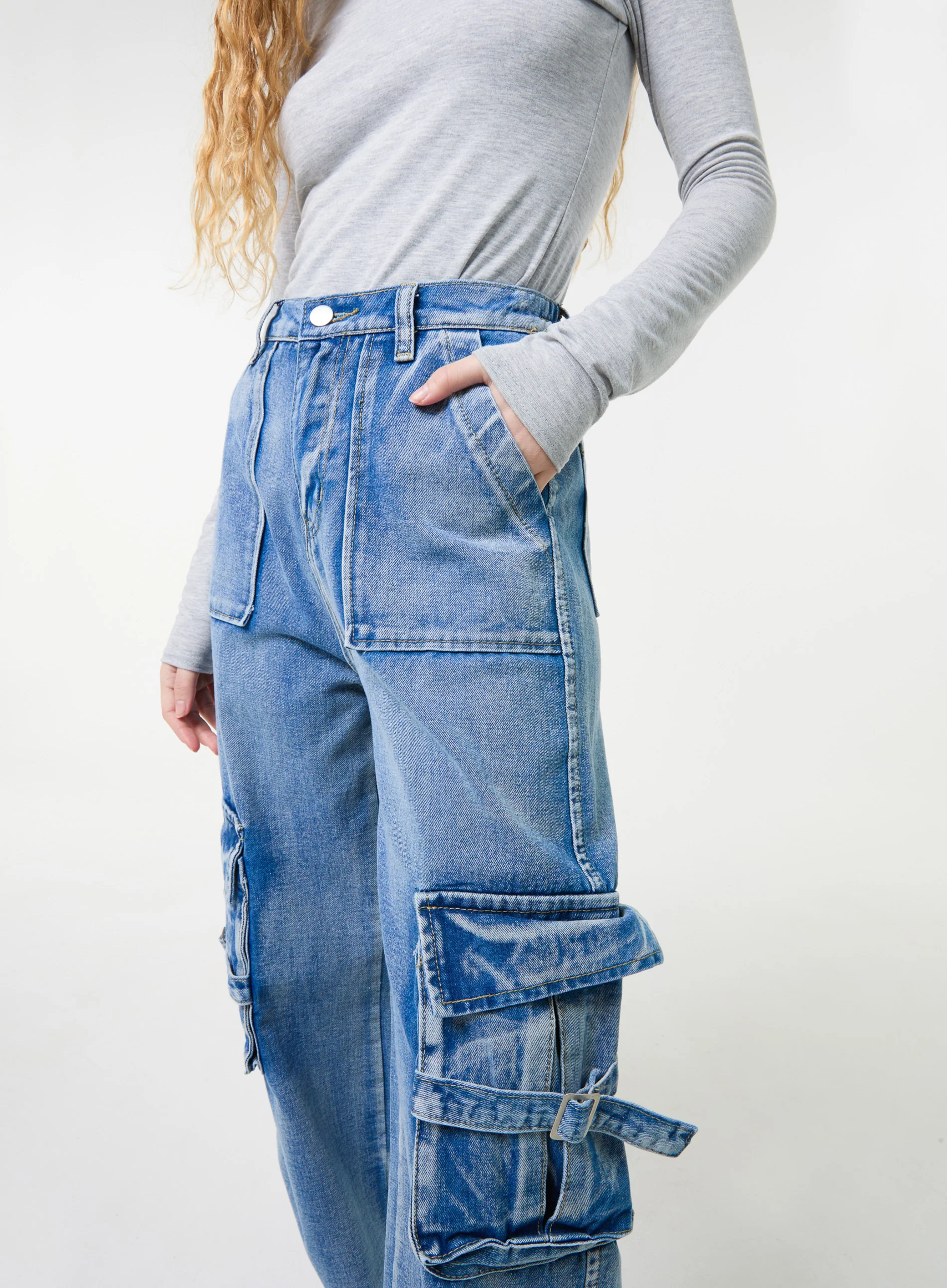 Casual Pocket Cargo Jeans - Image 5