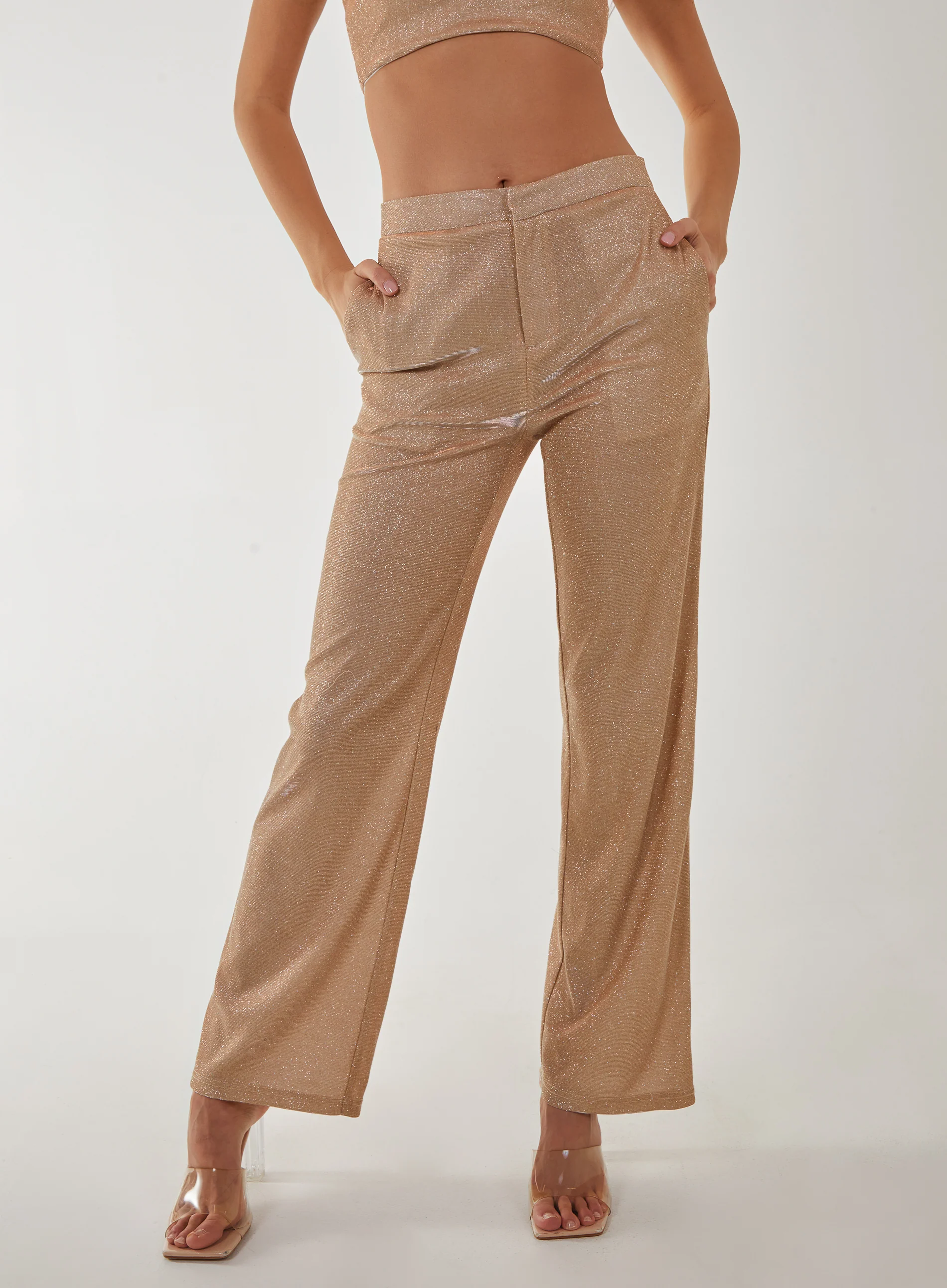 Metallic Straight Leg Trousers - Image 2