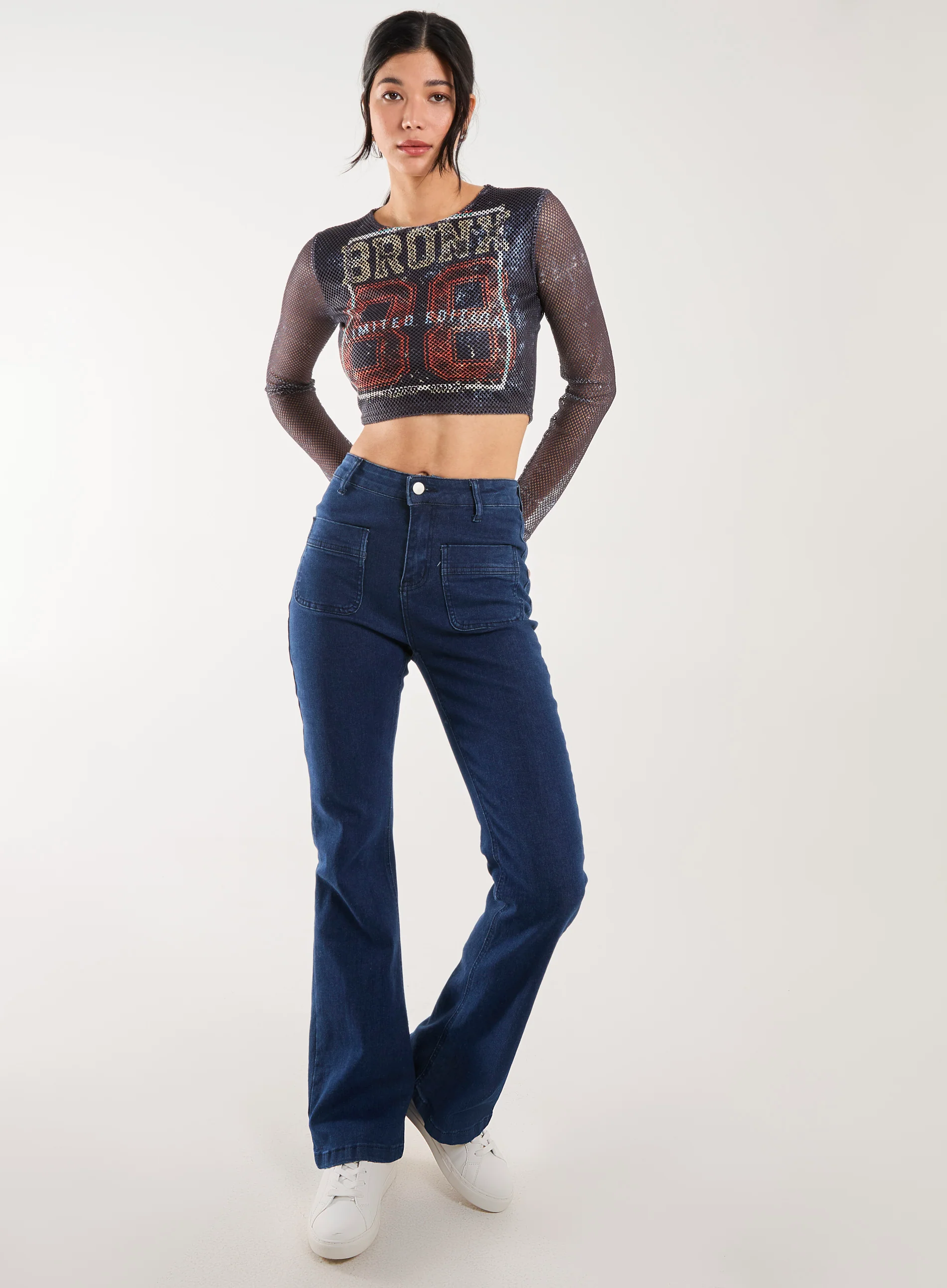 Mesh Athleisure Long Sleeve Net Top - Image 2