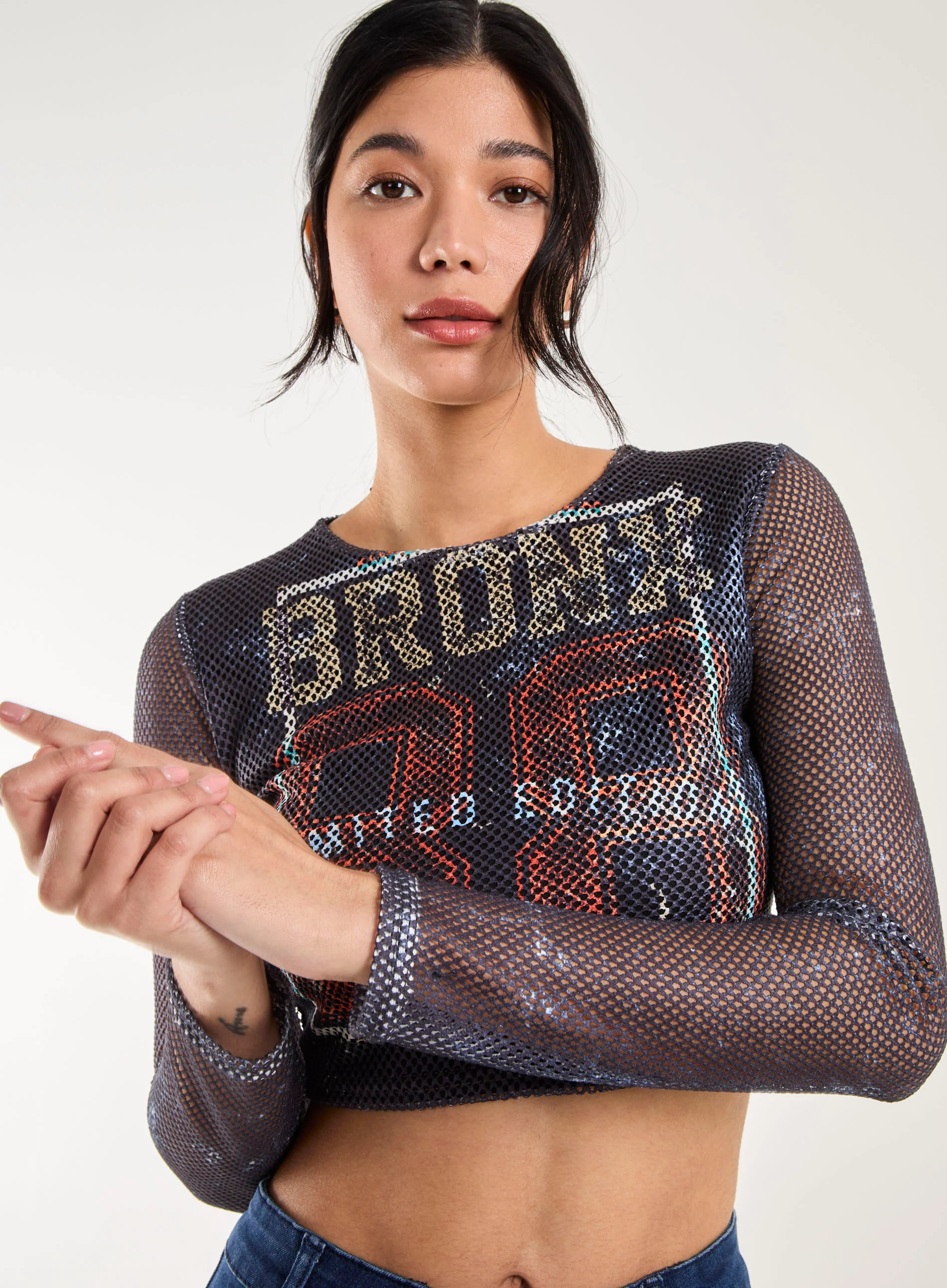 Mesh Athleisure Long Sleeve Net Top - Image 3