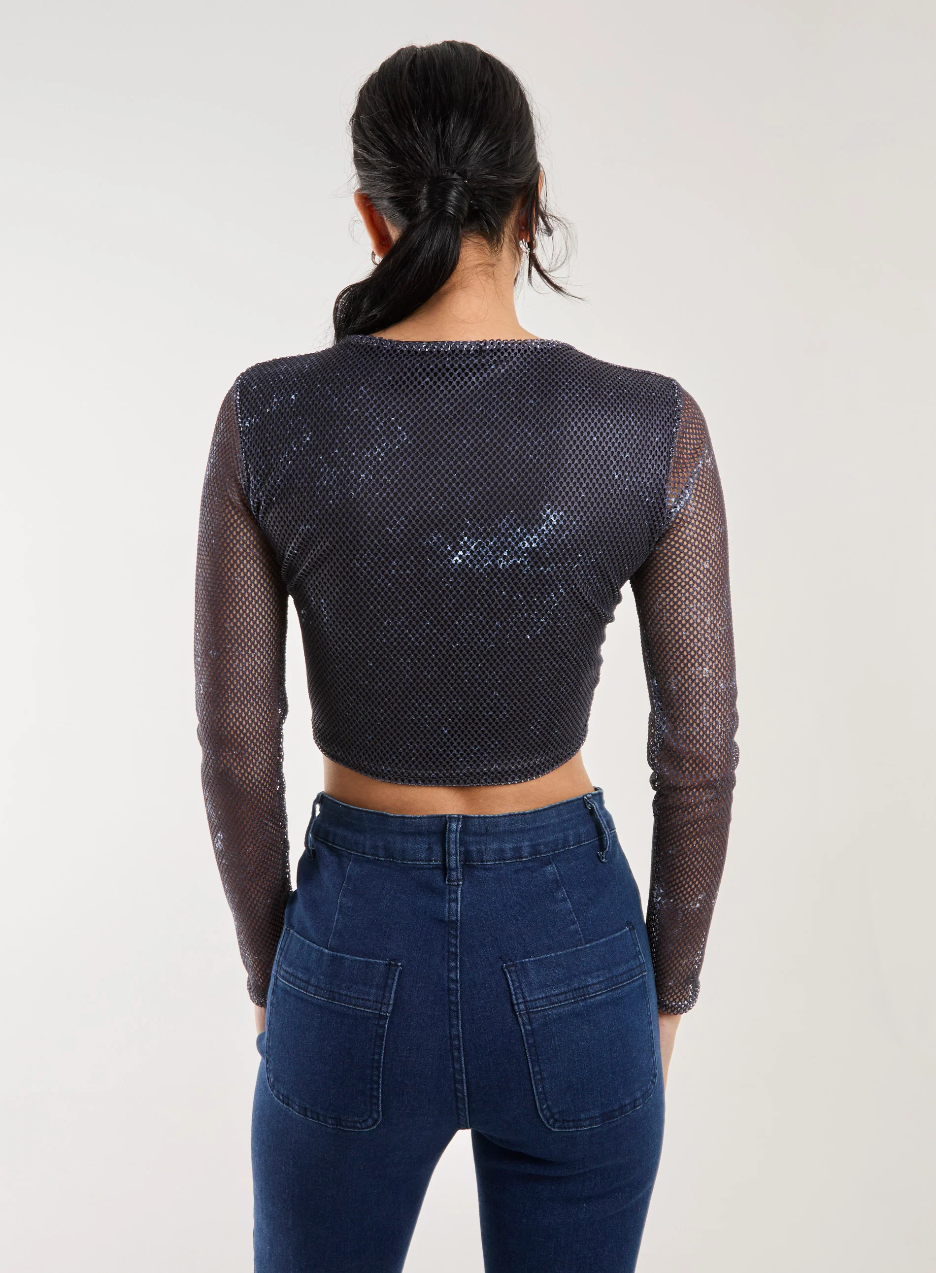 Mesh Athleisure Long Sleeve Net Top - Image 4