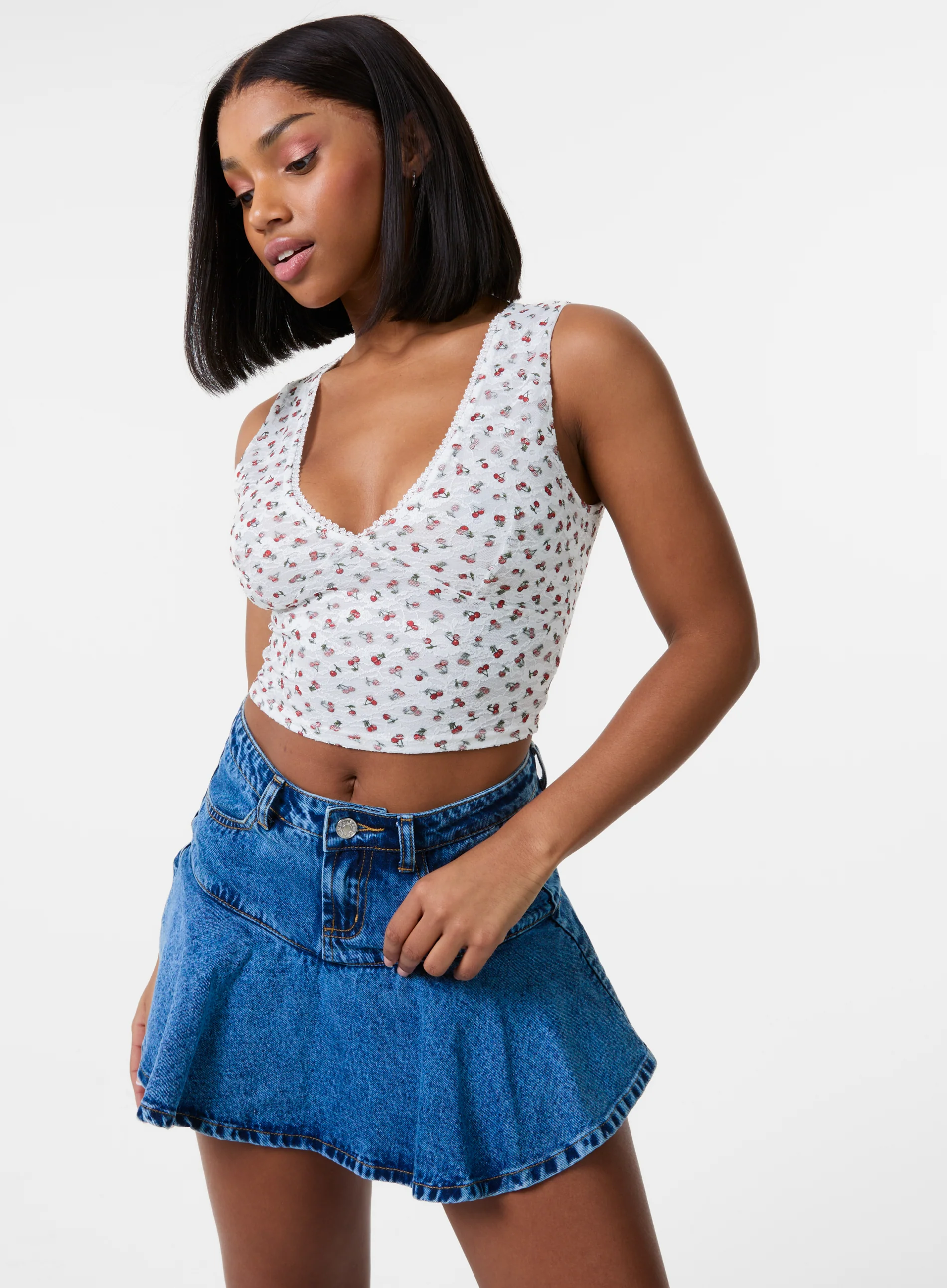 Cherry Lace Crop Top - Image 3