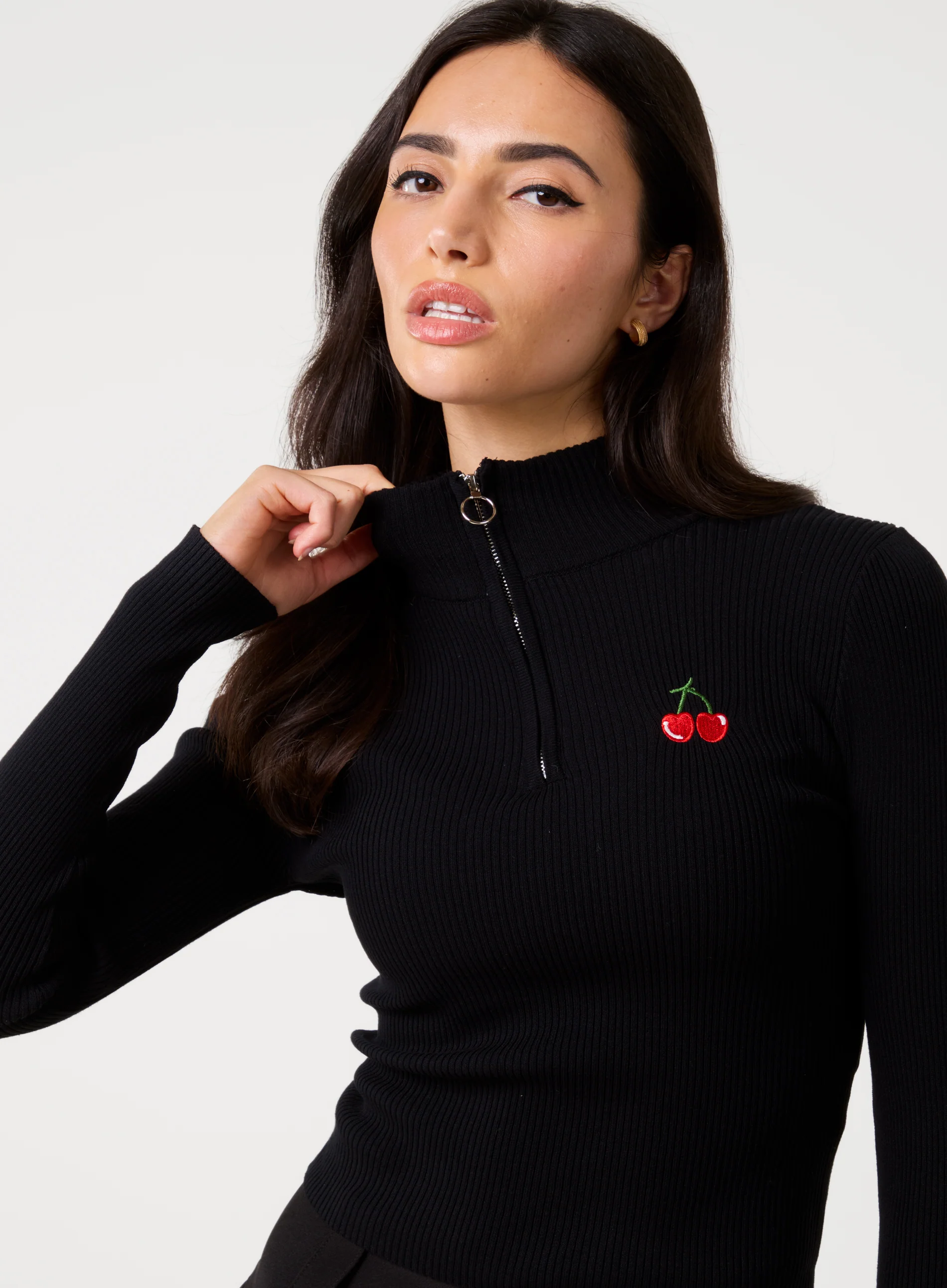 Cherry Stripe Half Zip Up Jumper - Image 3