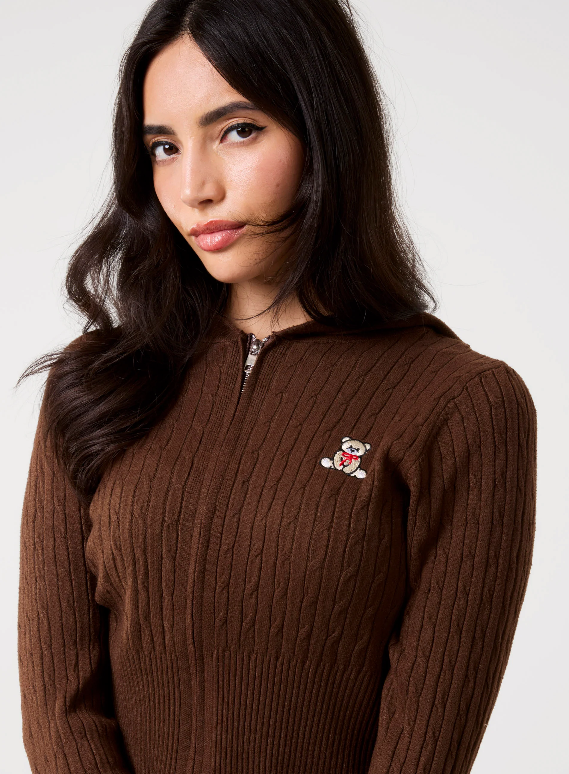 Cable Knit Bear Hoodie - Image 3