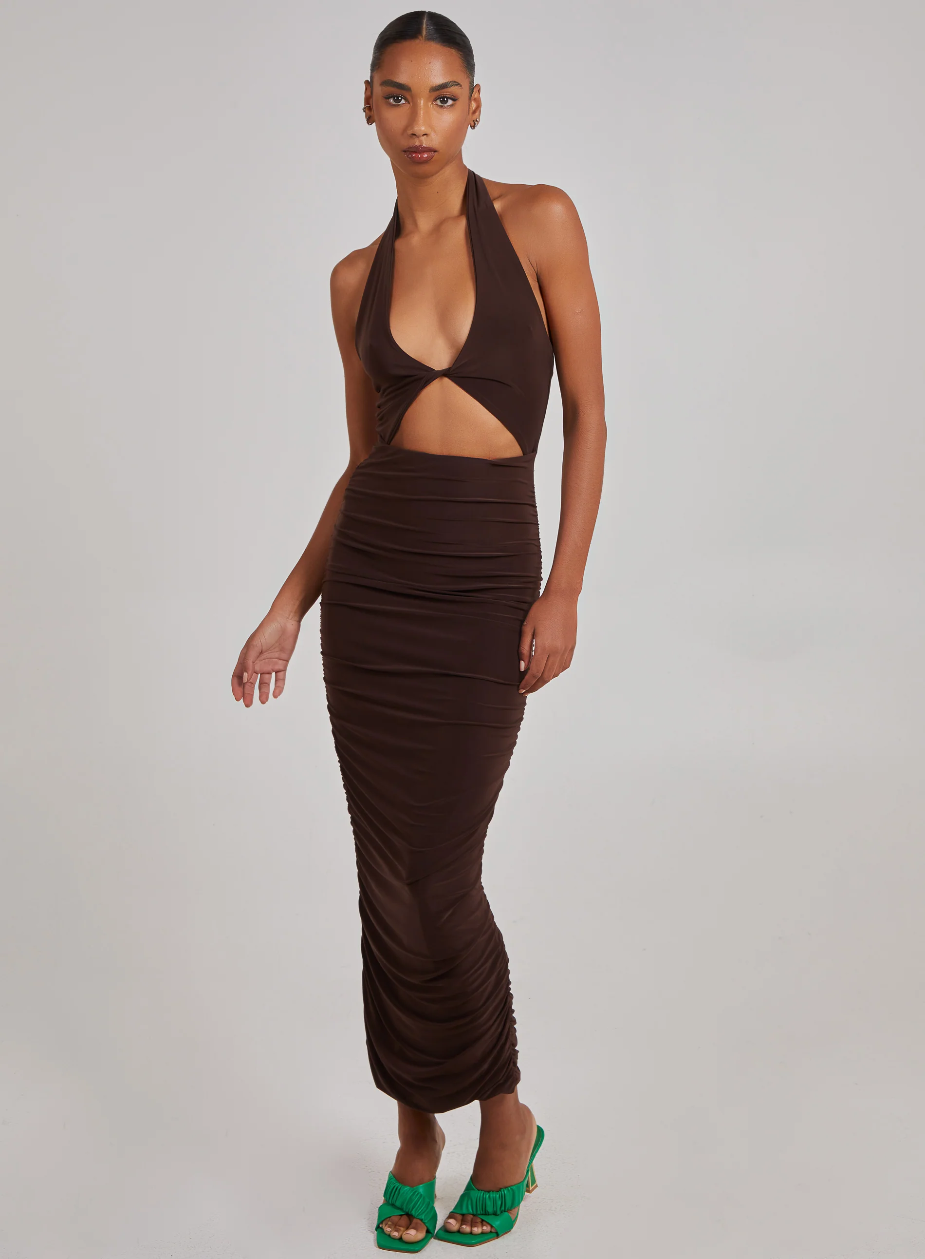 Cut Out Gathered Midi Dress - Image 4