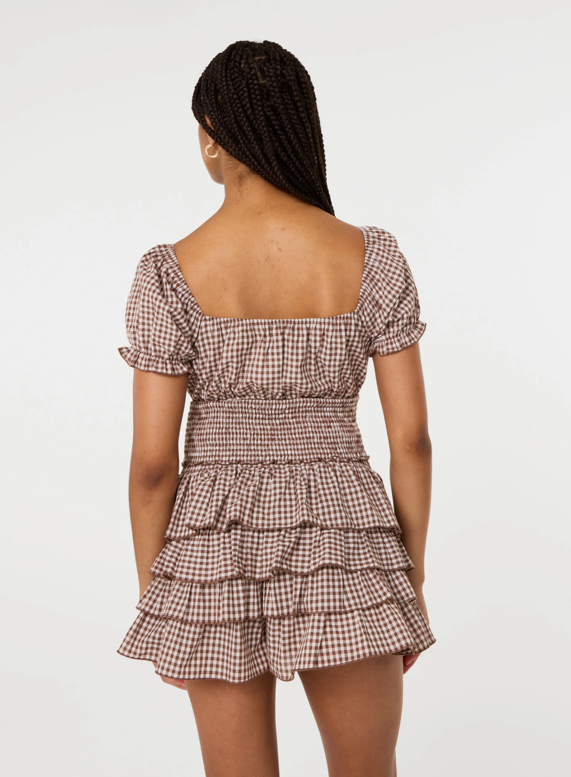 Gingham Puff Sleeve Crop Top - Image 5
