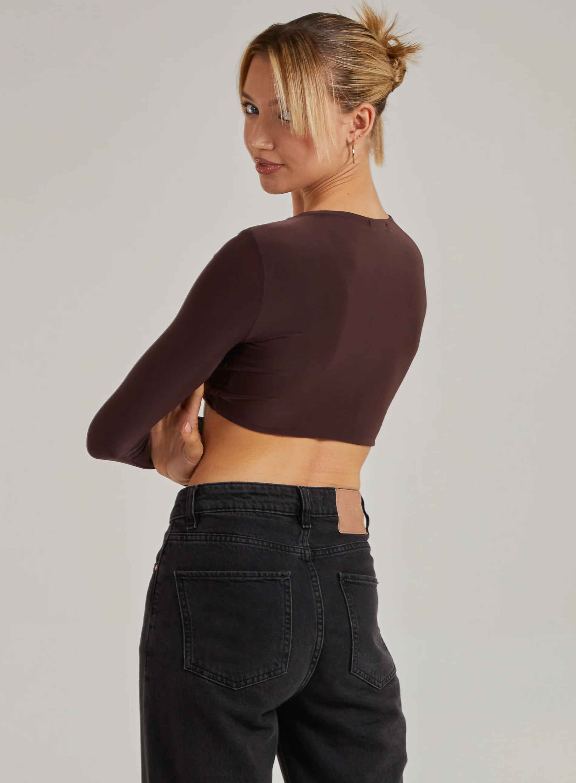 Gold Trim Slinky Long Sleeve Top - Image 5