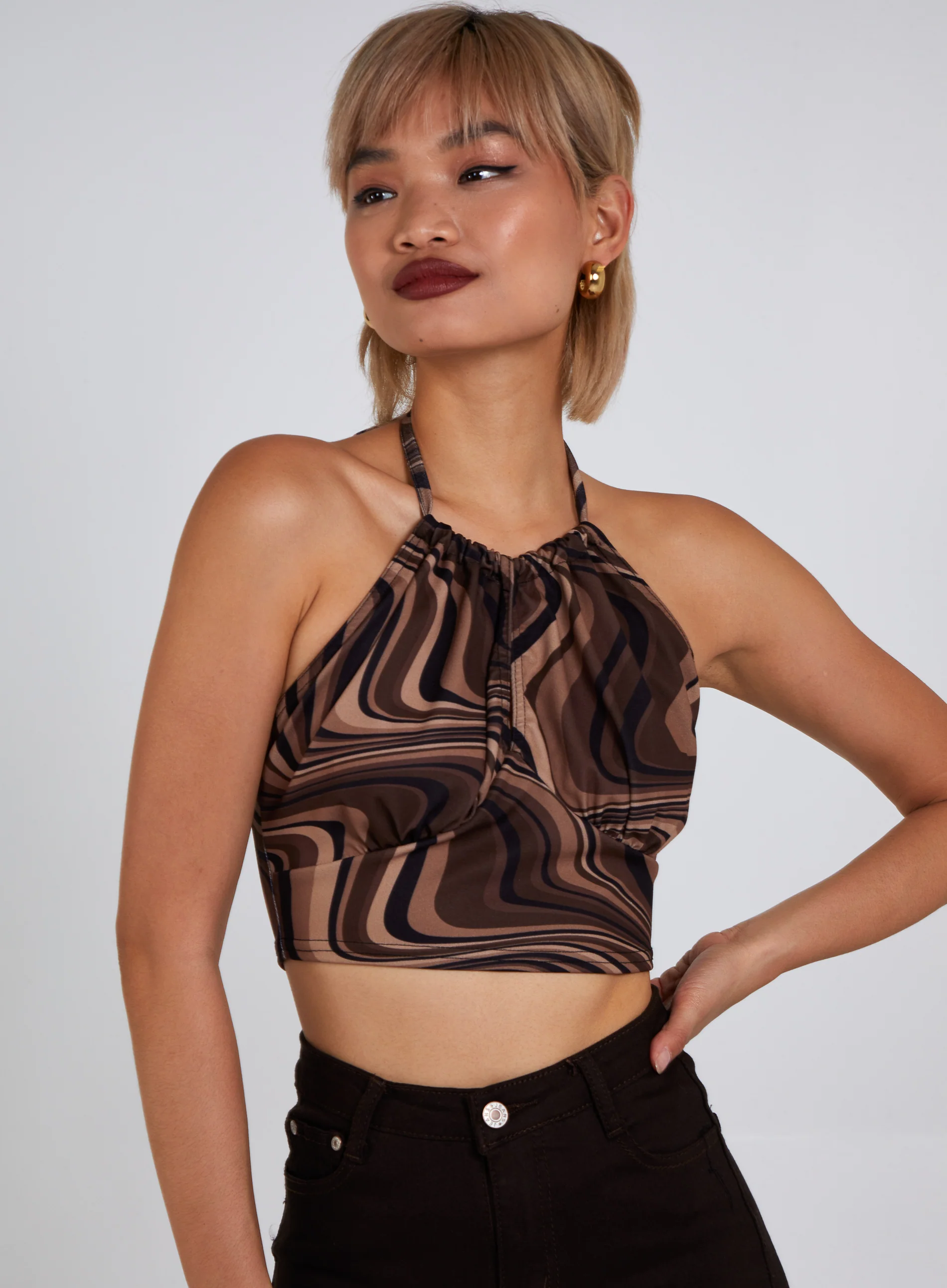 Halter Neck Marble Print Top - Image 4
