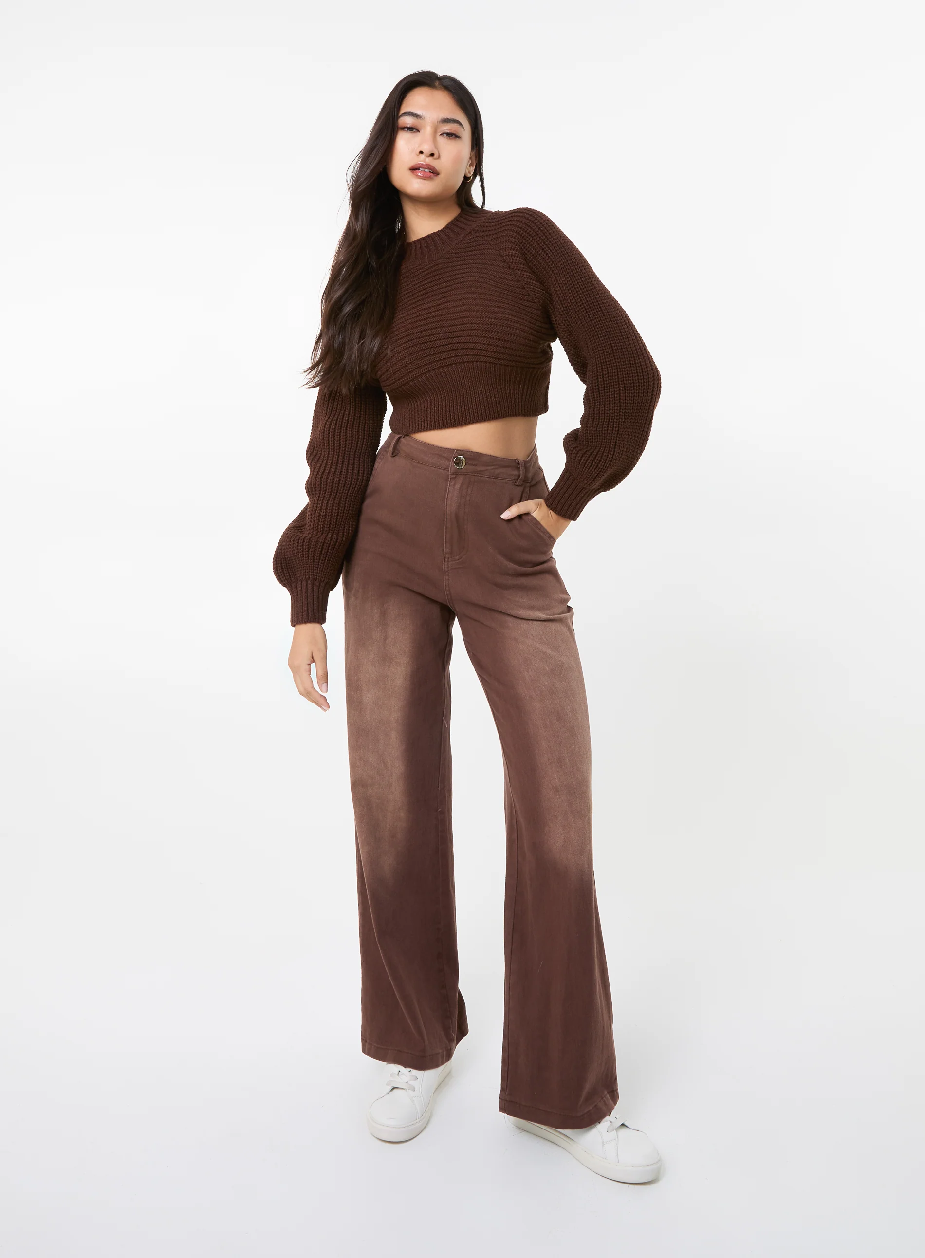 High Neck Knitted Crop Jumper - Image 2