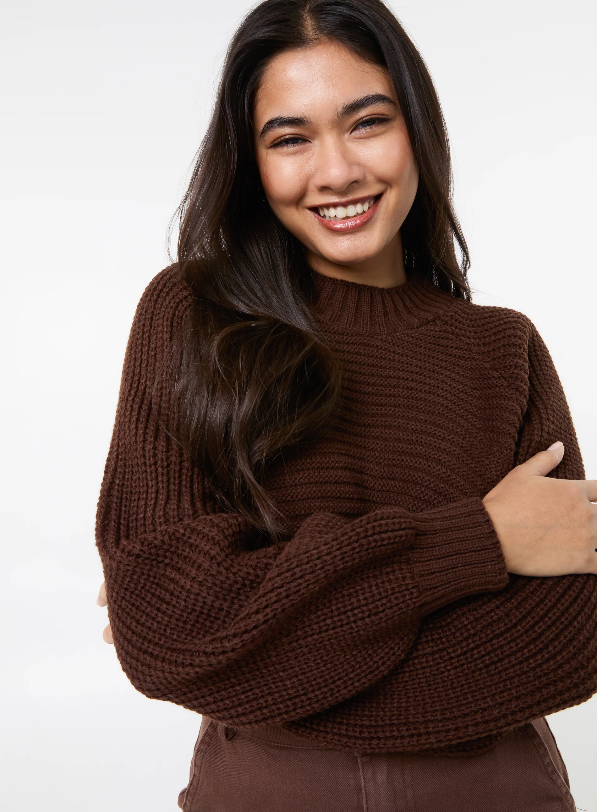 High Neck Knitted Crop Jumper - Image 3