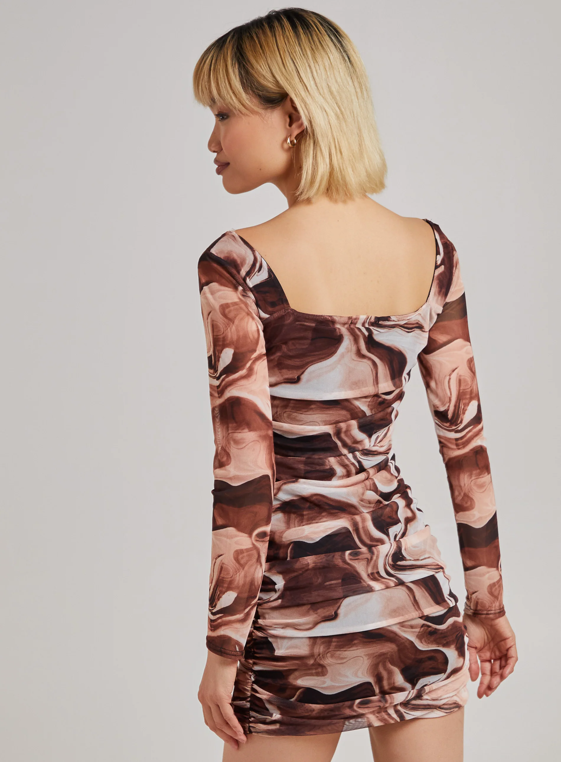 Long Sleeve Marble Print Dress - Image 5