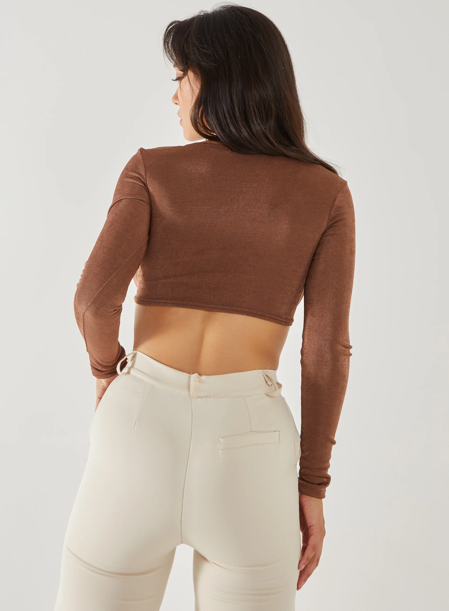 Long Sleeve Sweetheart Shimmer Top - Image 4
