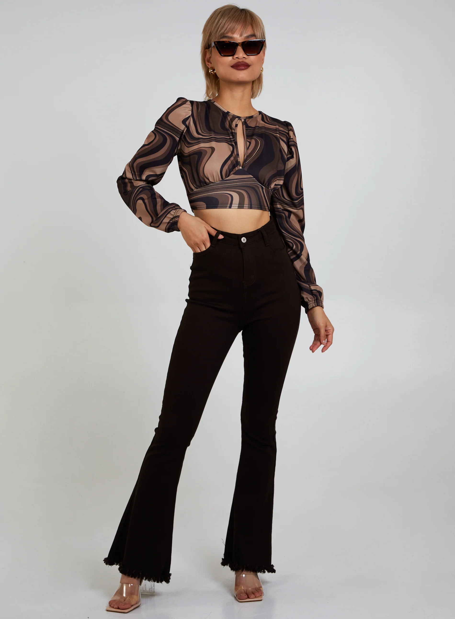 Open Back Marble Print Top - Image 3