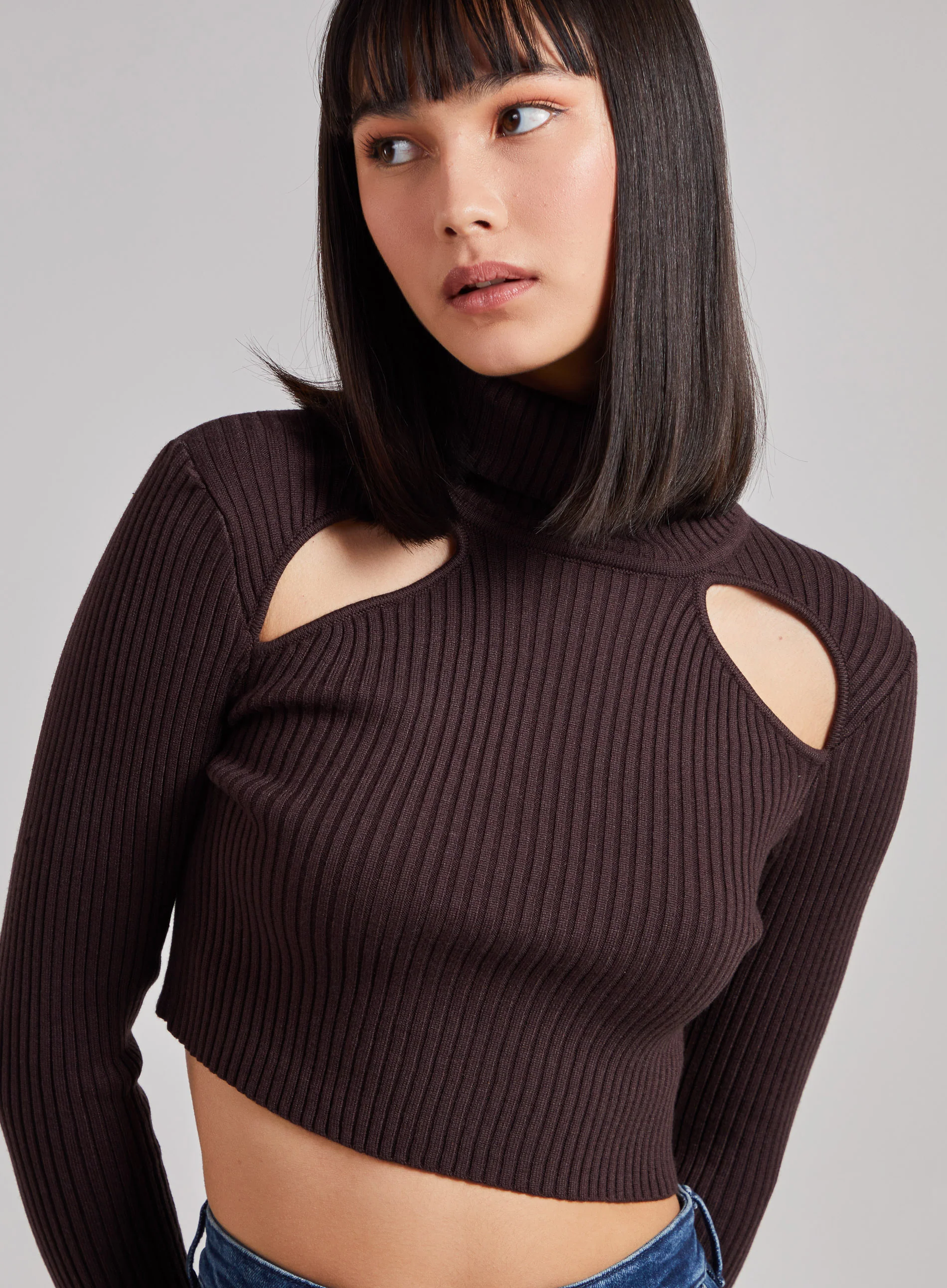 Ribbed Roll Neck Jumper With Cut Out Detail - Image 3