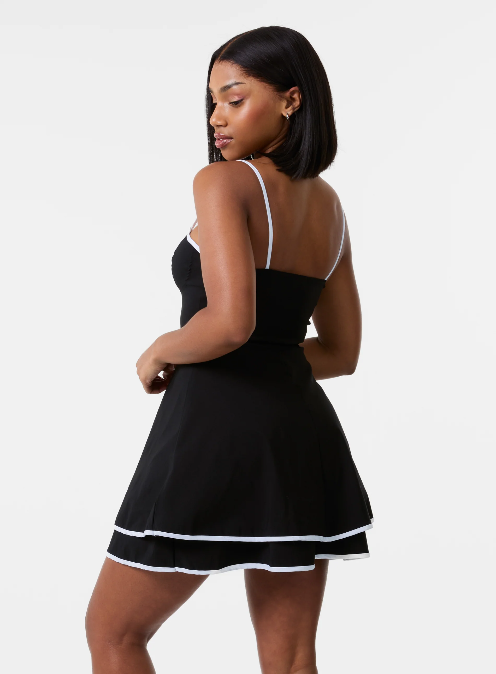 Contrast Binding Tiered Mini Dress - Image 5