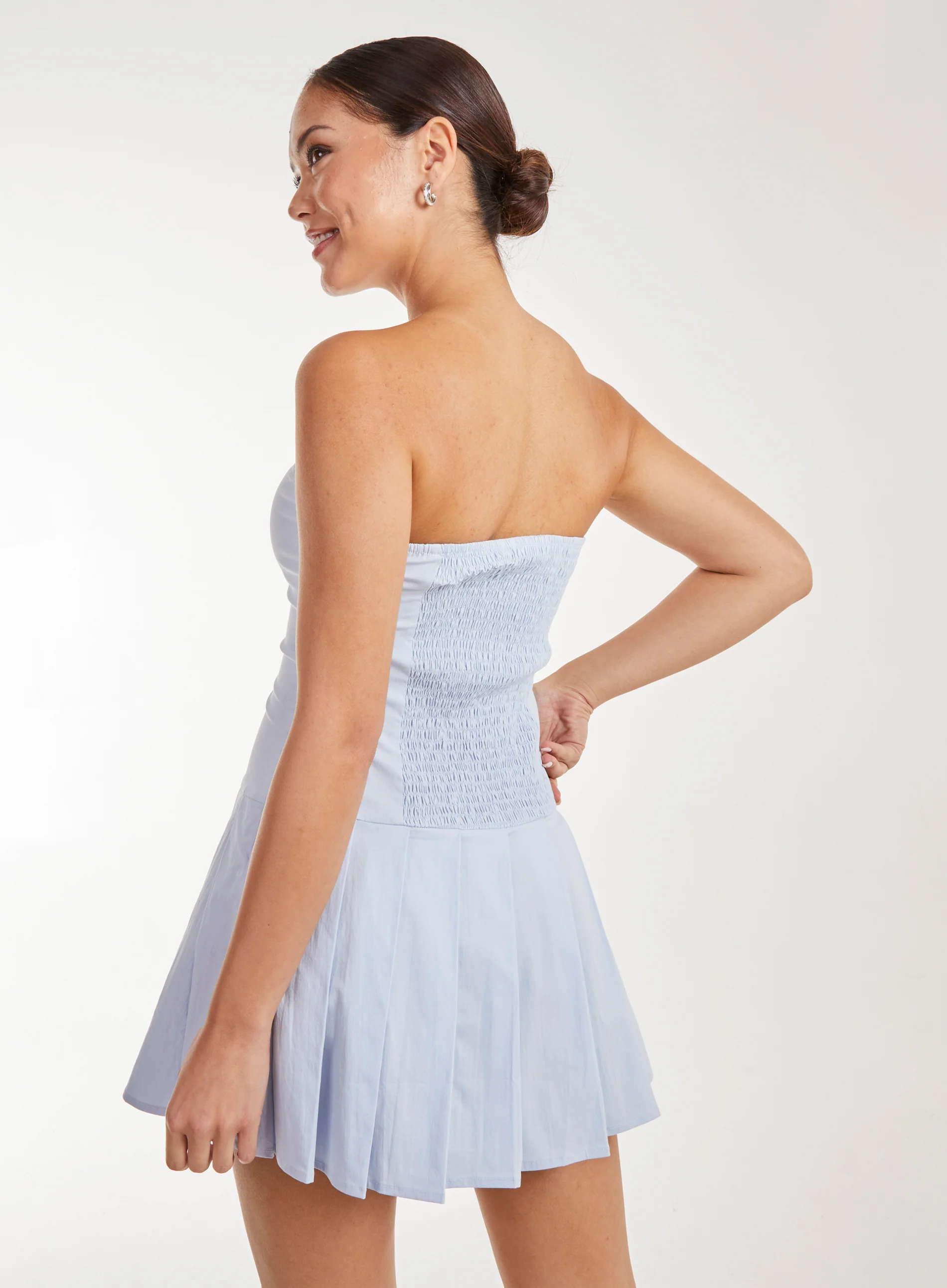 Corsage Bandeau Pleated Mini Dress - Image 5