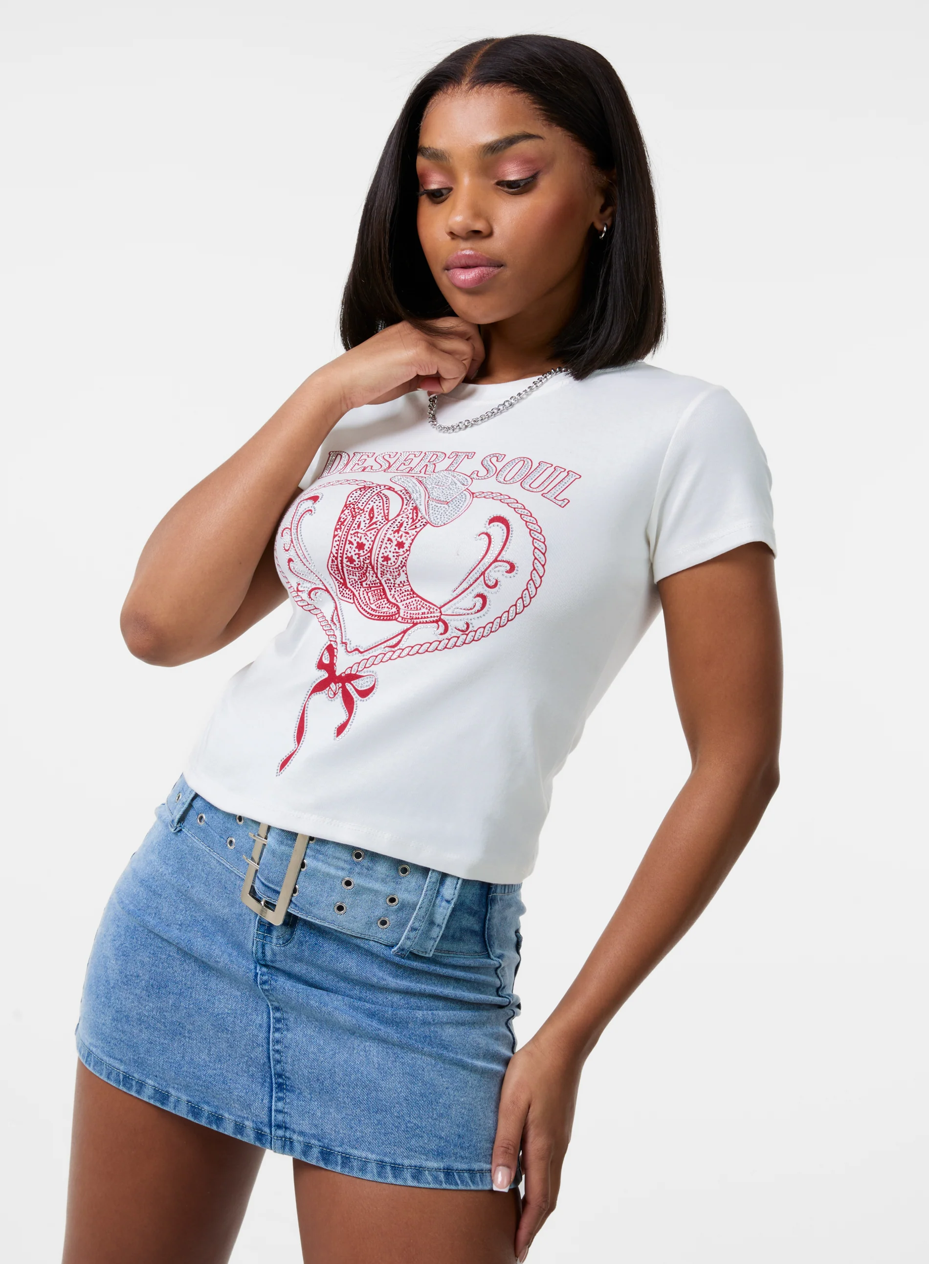 Cowboy Boot Embellished T-Shirt - Image 5