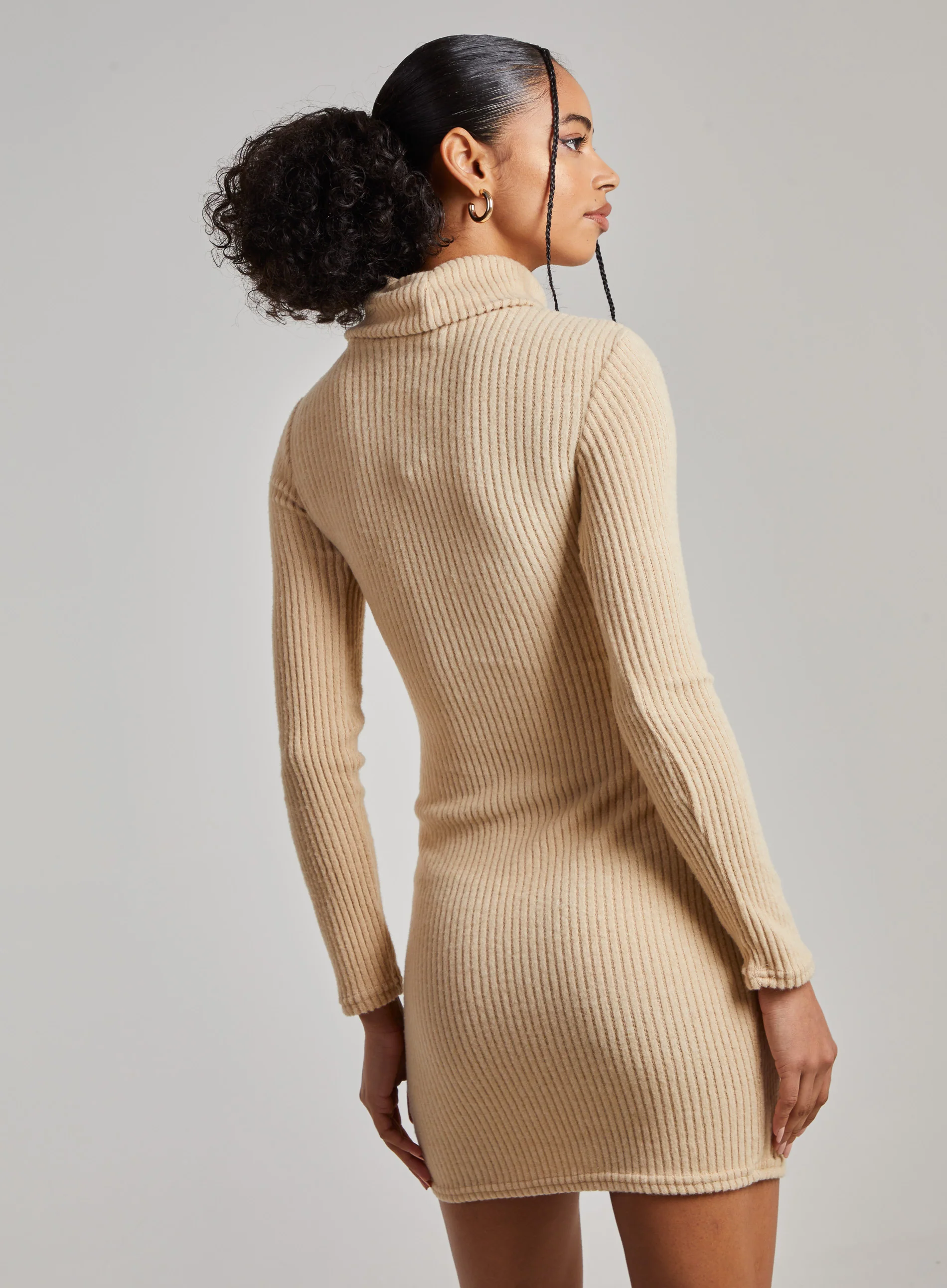 Chunky Brushed Rib Roll Neck Dress - Image 4