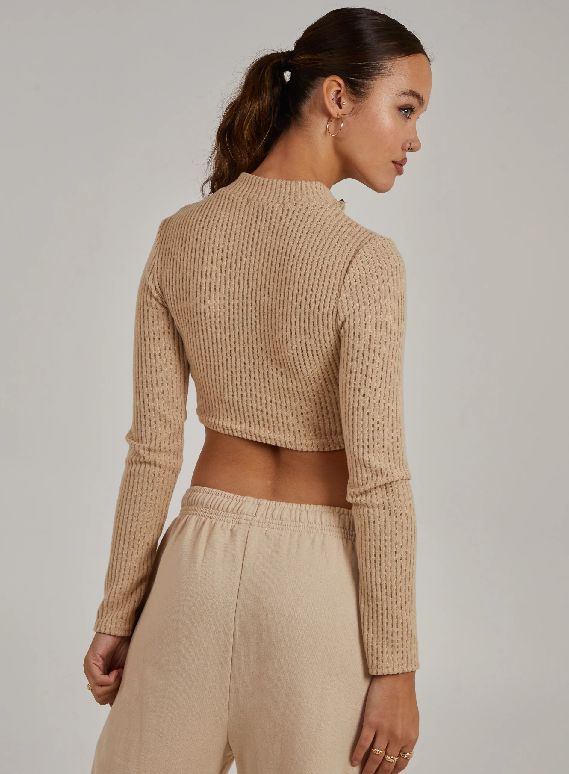 Chunky Brushed Rib Zip Up Top - Image 4