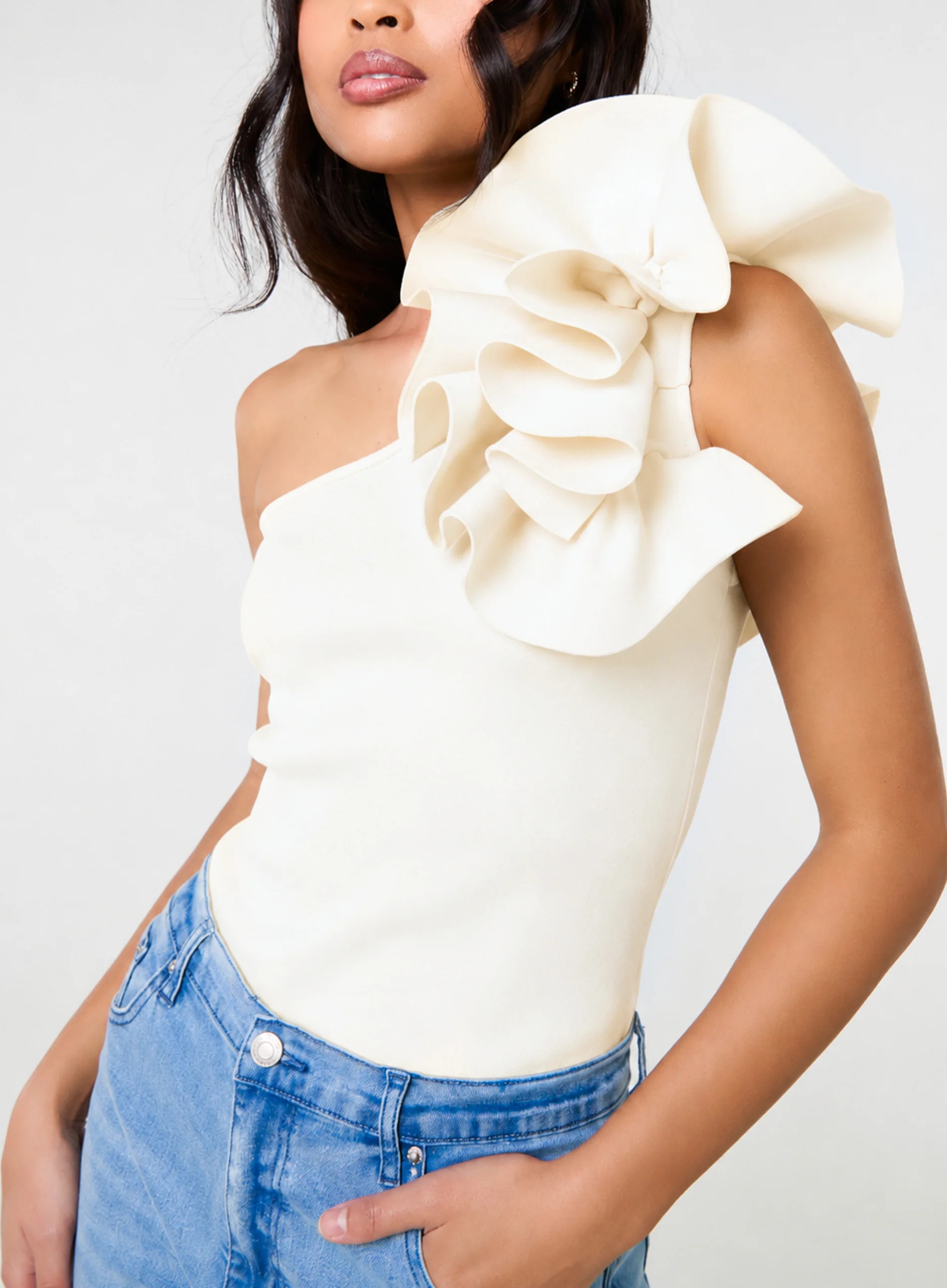 One Shoulder Detail Bodysuit - Image 3