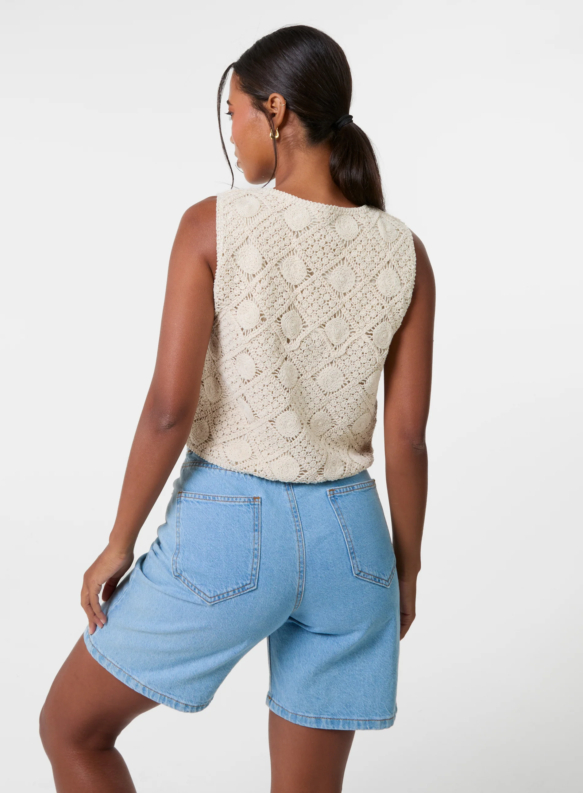 Crochet Tie Front Waistcoat - Image 4