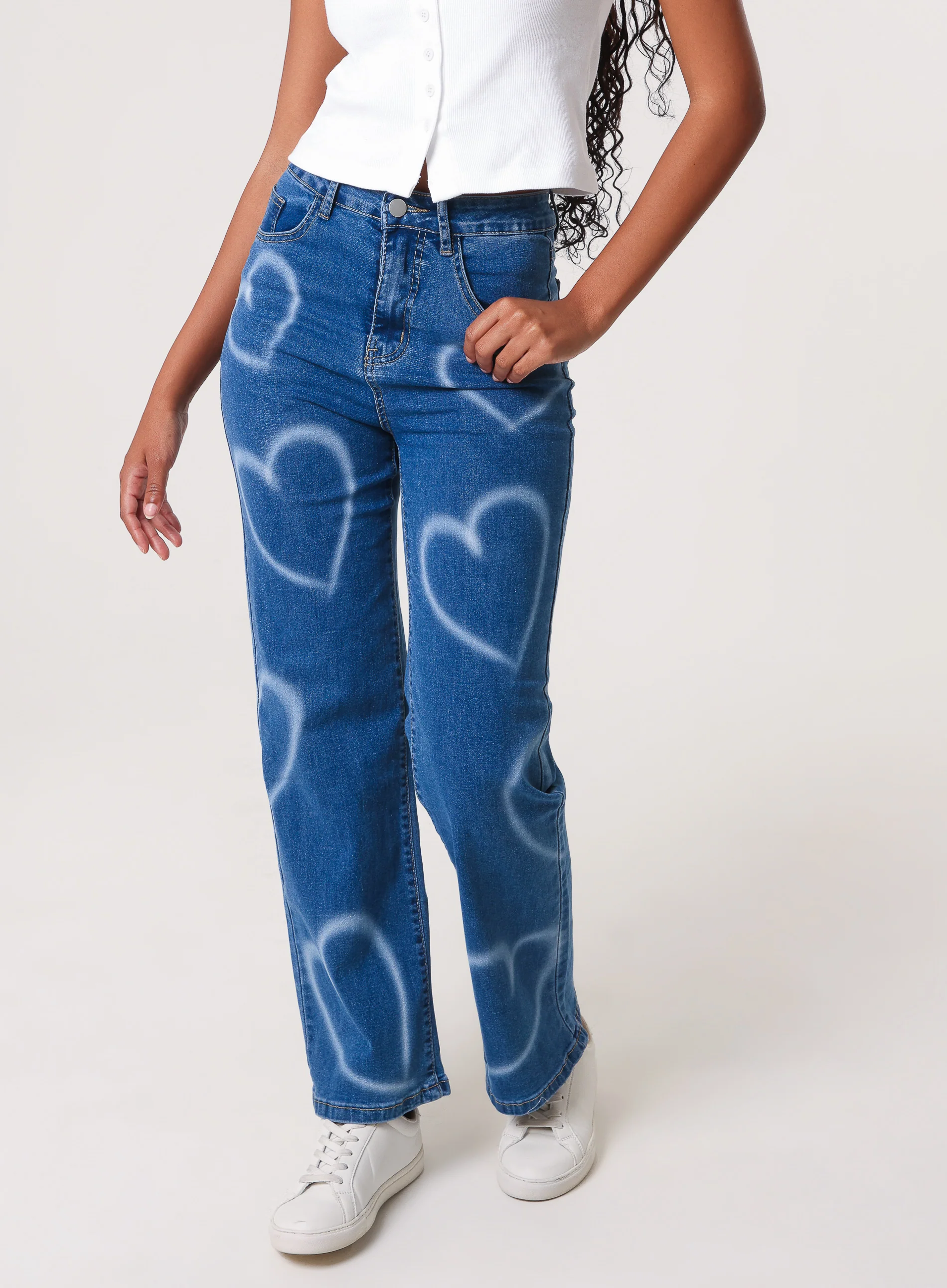 Spray Heart Detail Jeans - Image 3