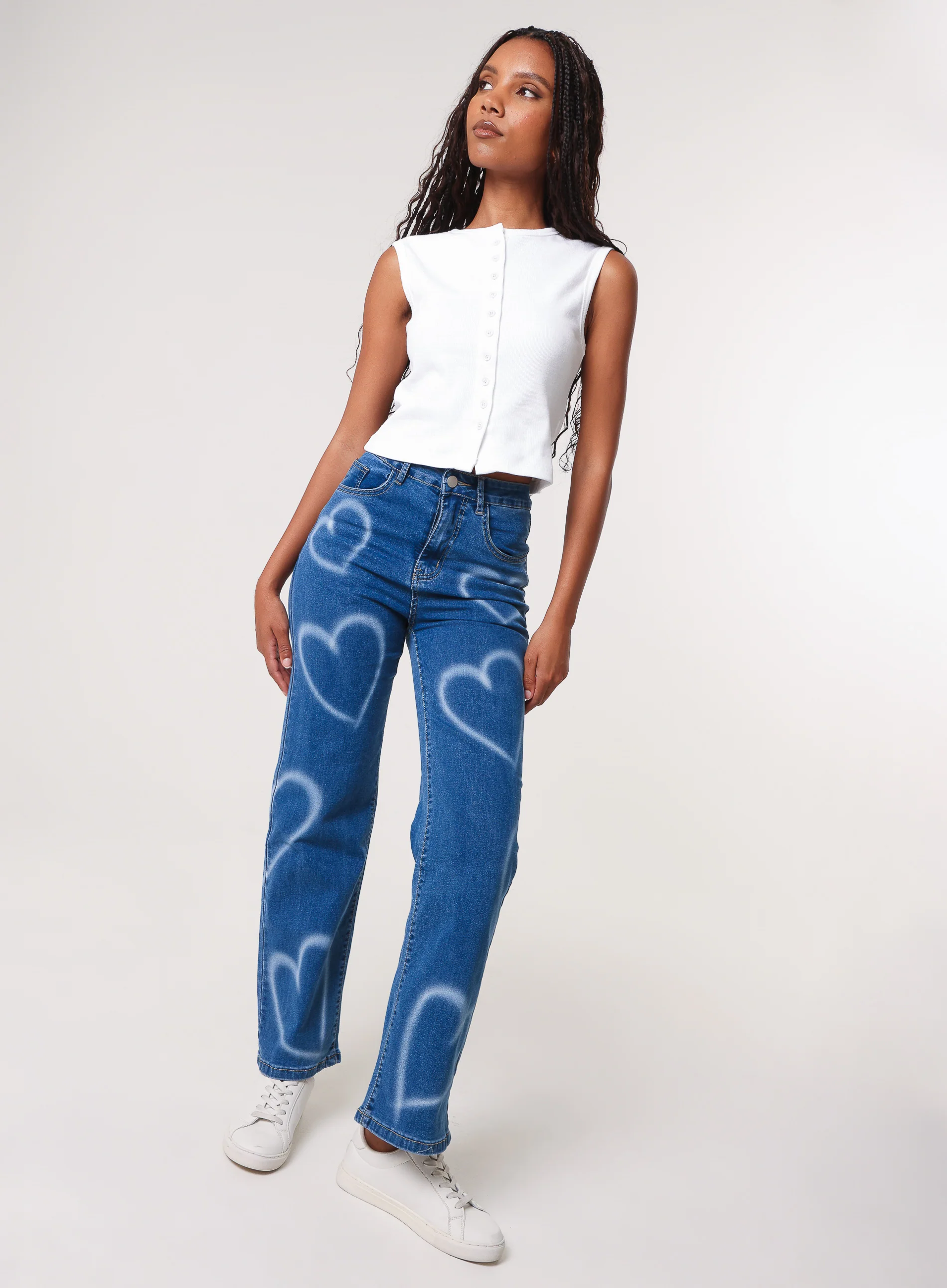 Spray Heart Detail Jeans - Image 4
