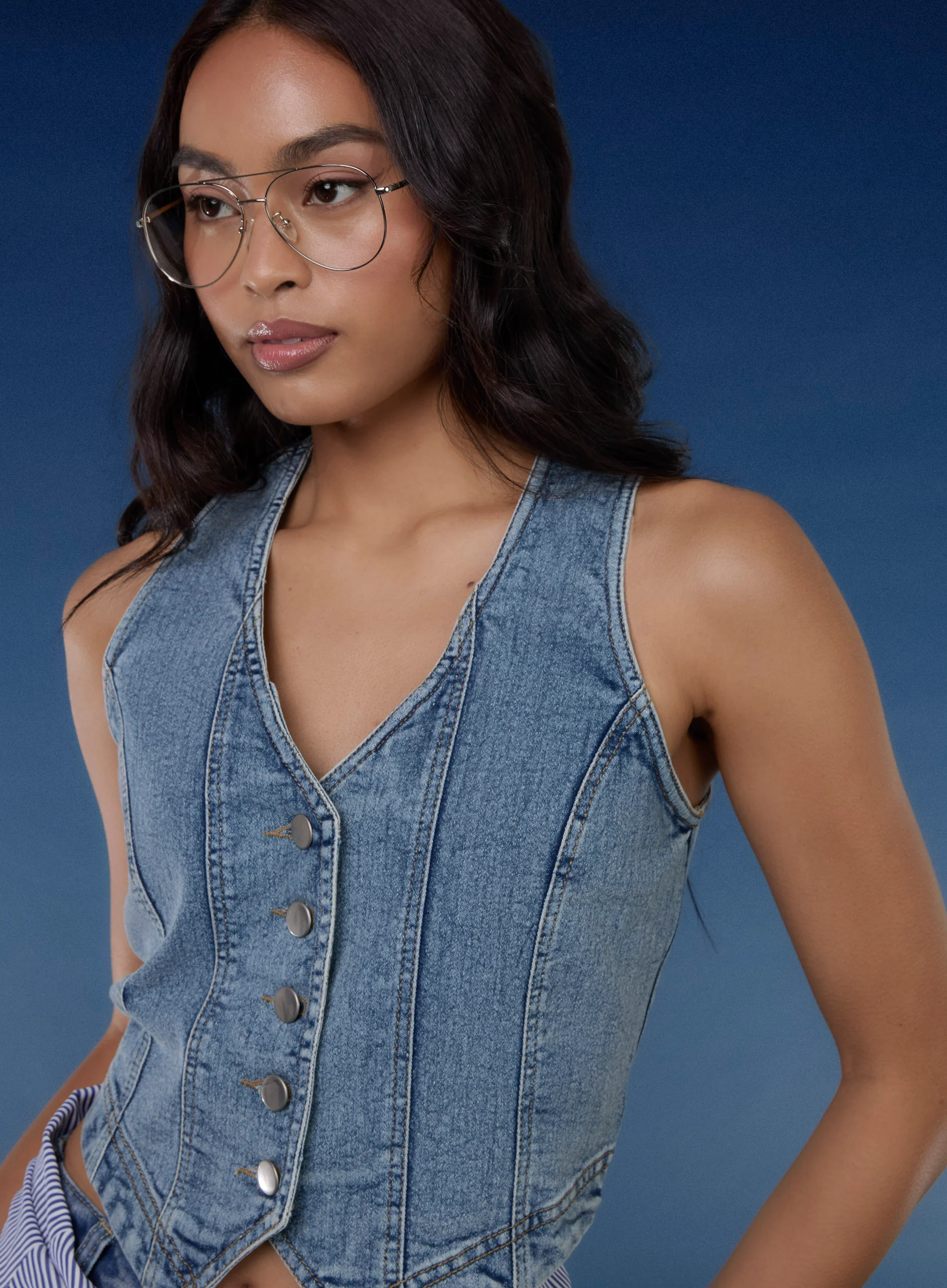 Denim Fitted Waistcoat - Image 2