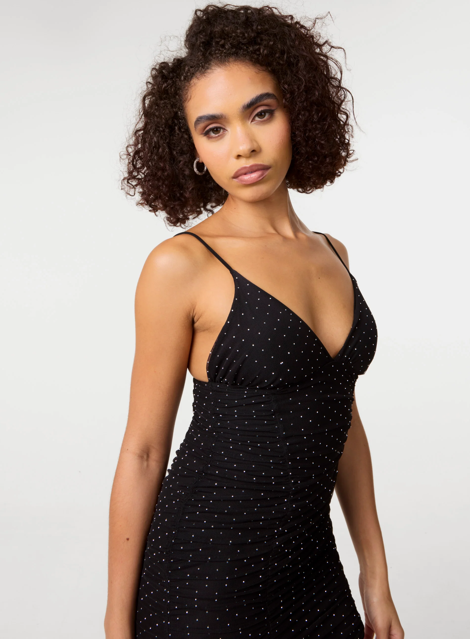 Diamante Mesh Bra Cup Gathered Dress - Image 3
