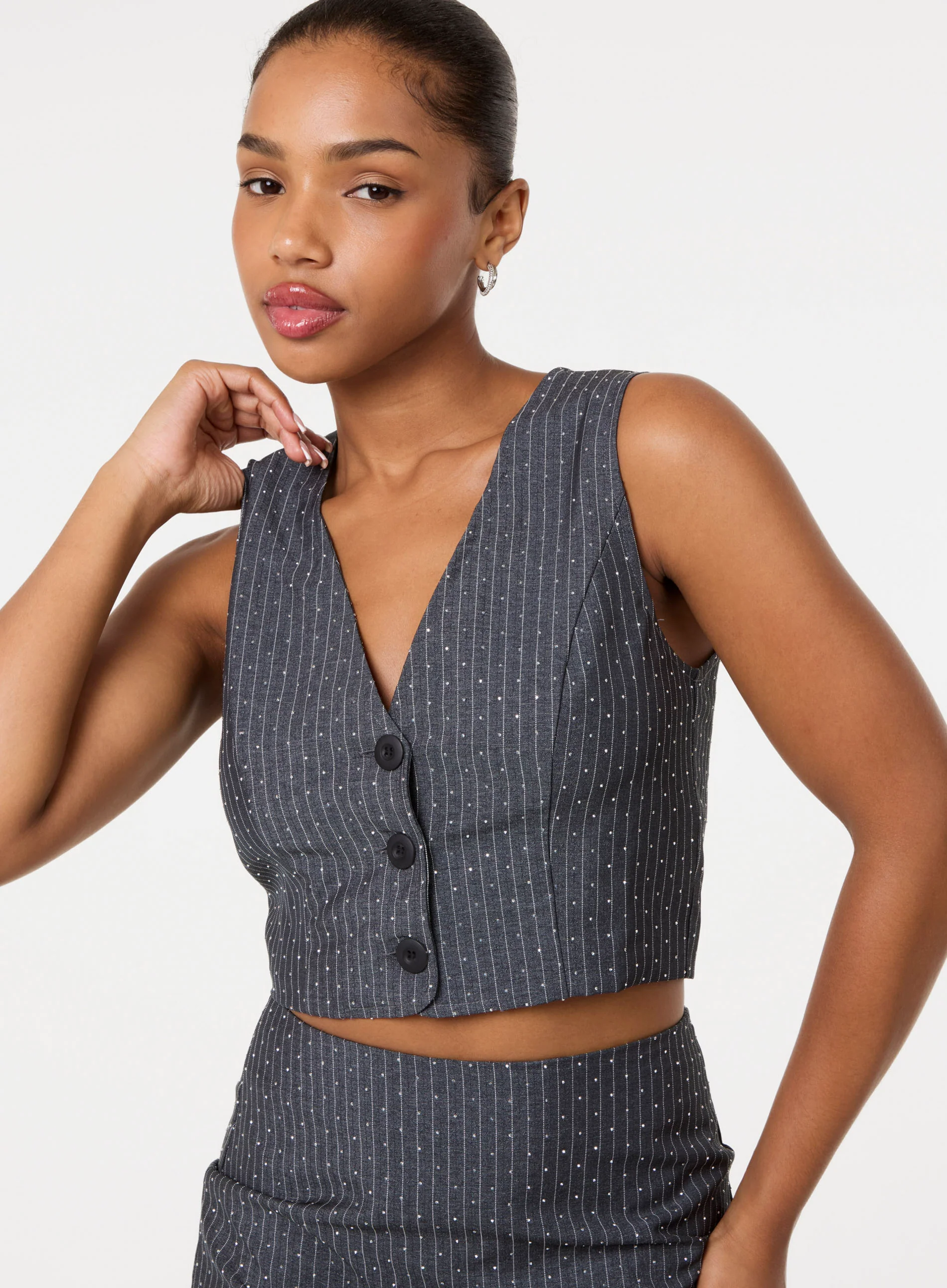 Diamante Pinstripe Waistcoat - Image 3