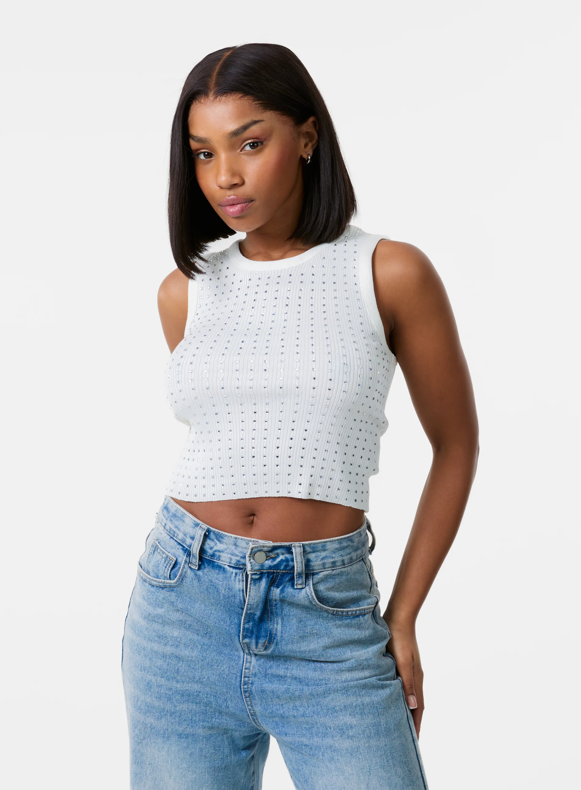 Diamante Ribbed Vest - Image 3