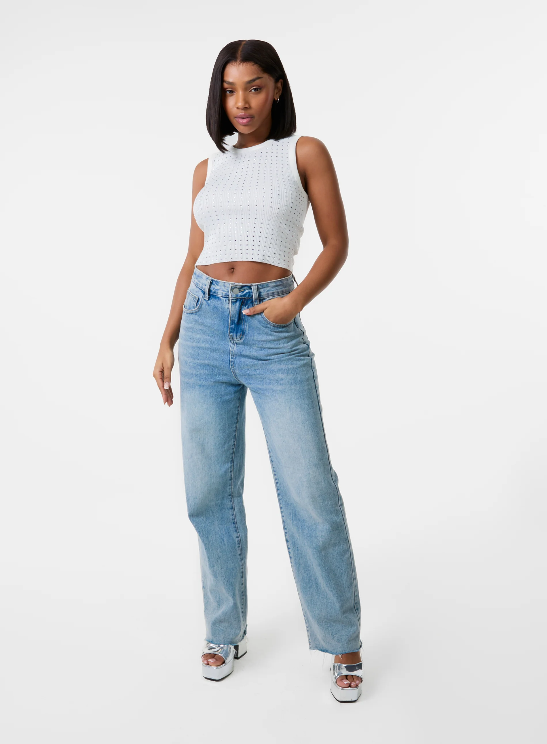 Diamante Ribbed Vest - Image 4