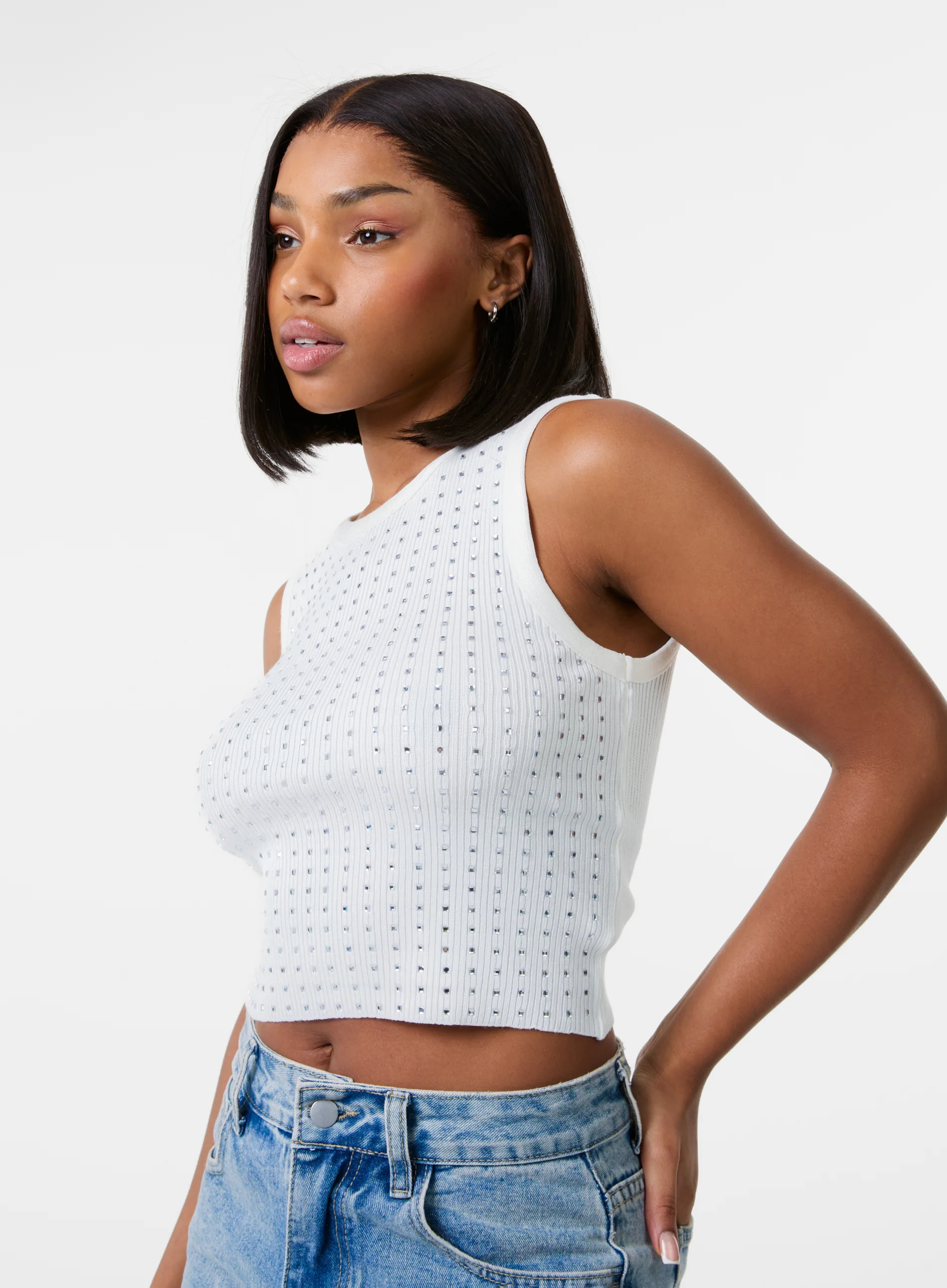Diamante Ribbed Vest - Image 5
