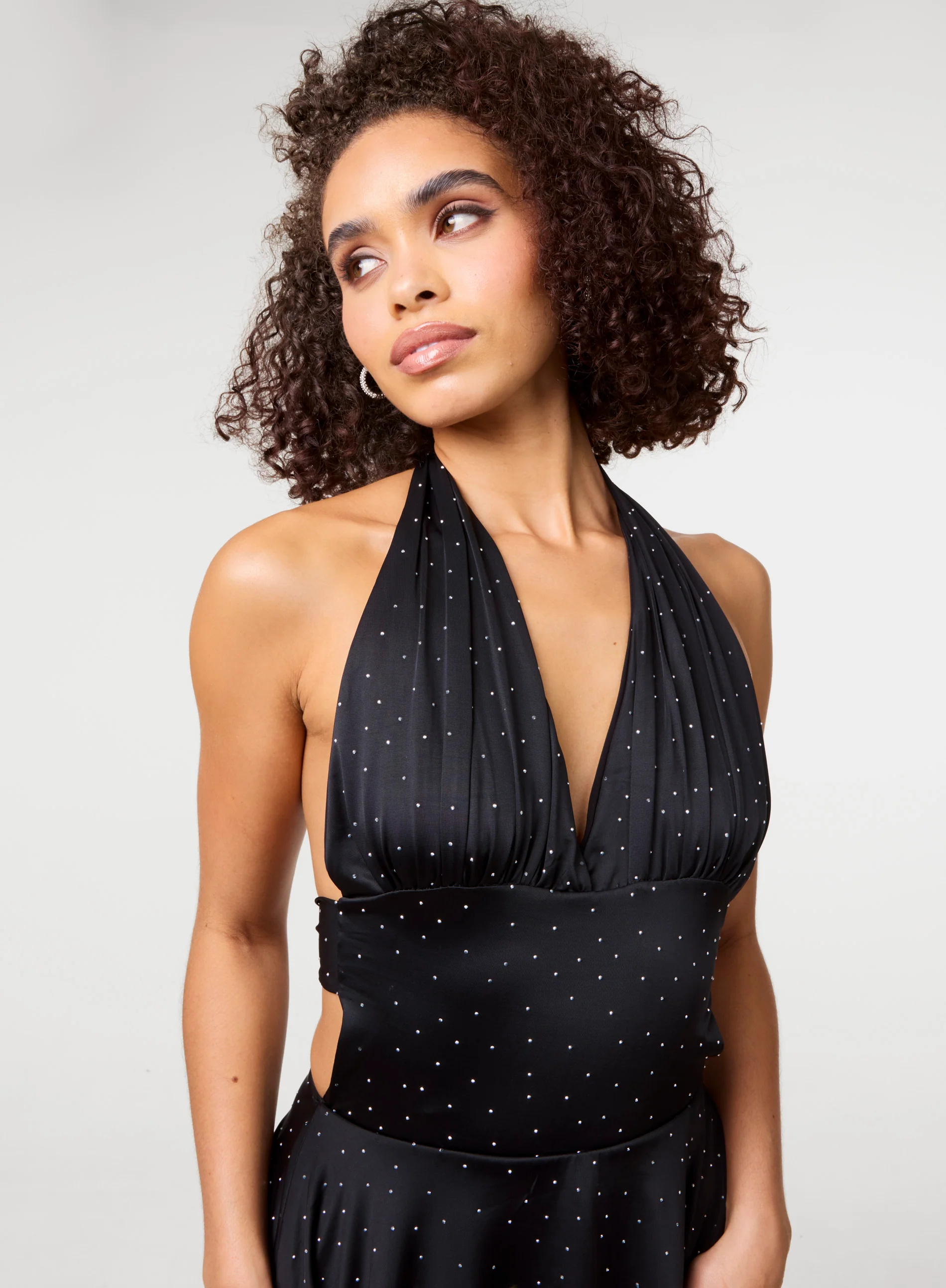 Diamante Slinky Halter Dress - Image 3