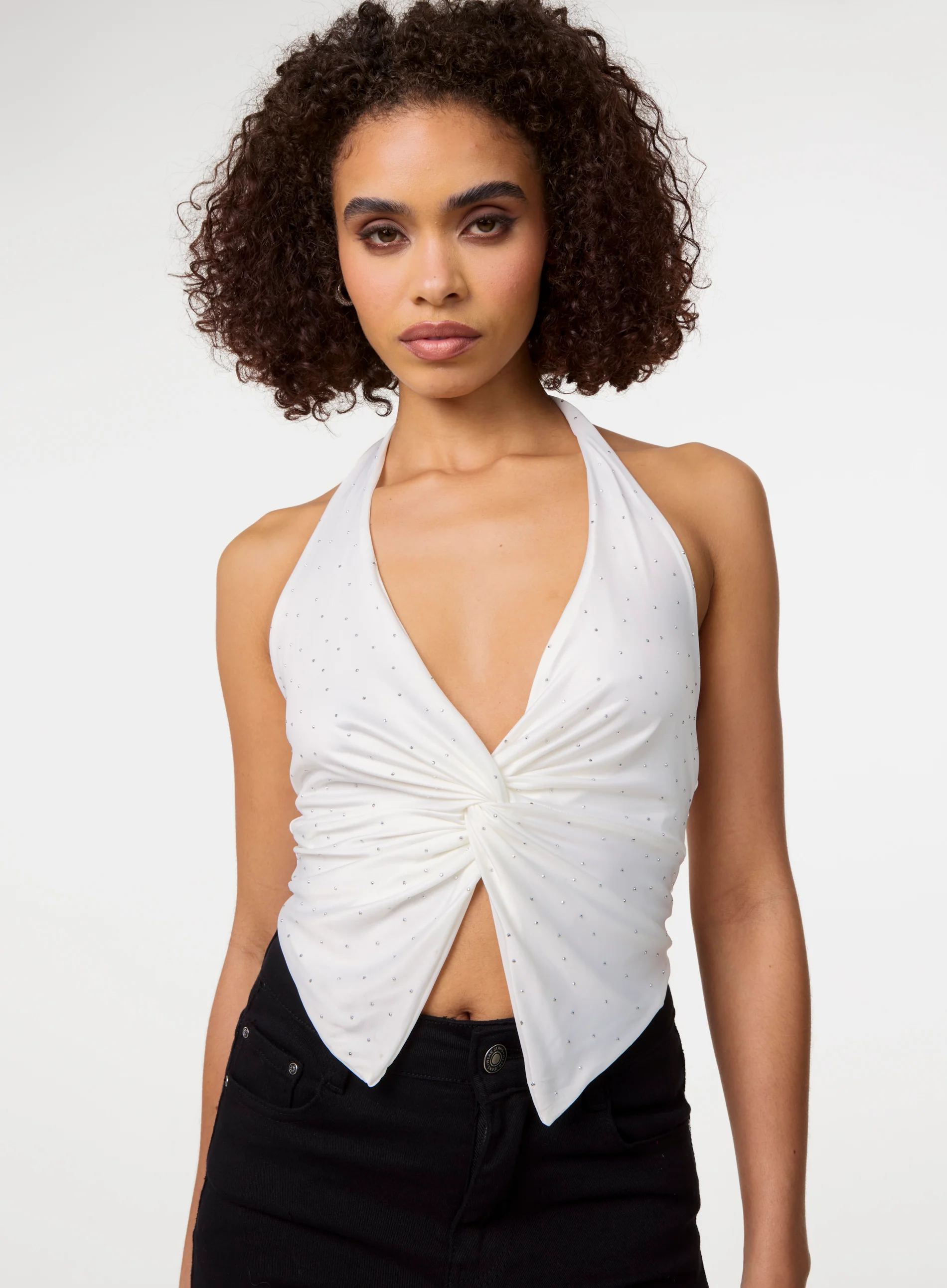 Diamante Slinky Halter Top - Image 3