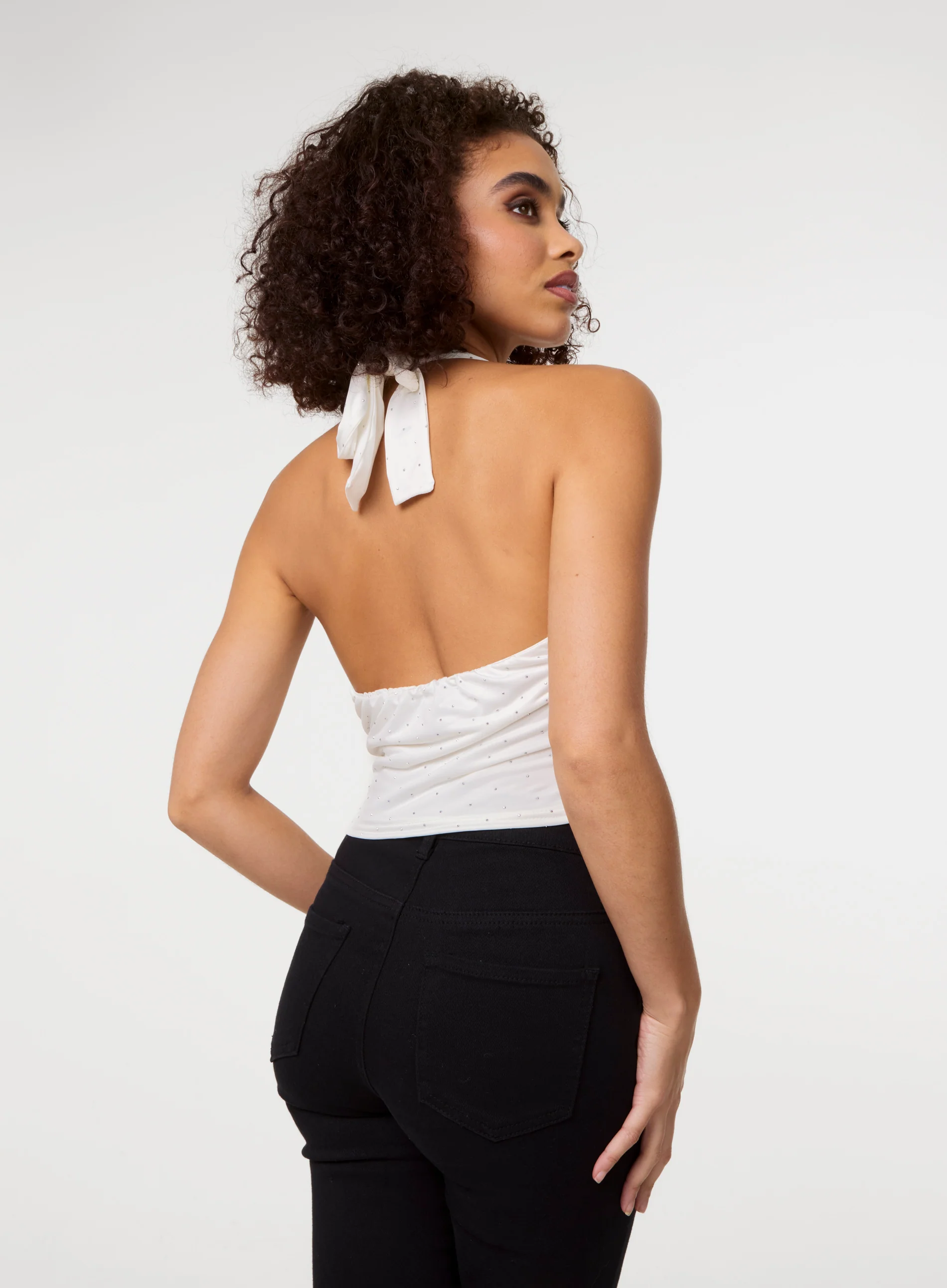 Diamante Slinky Halter Top - Image 4