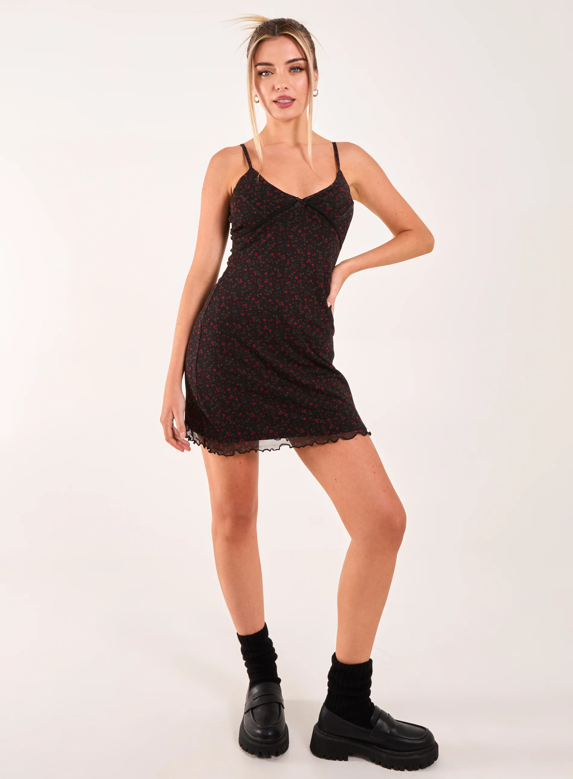 Ditsy Print Mesh Cami Dress - Image 2