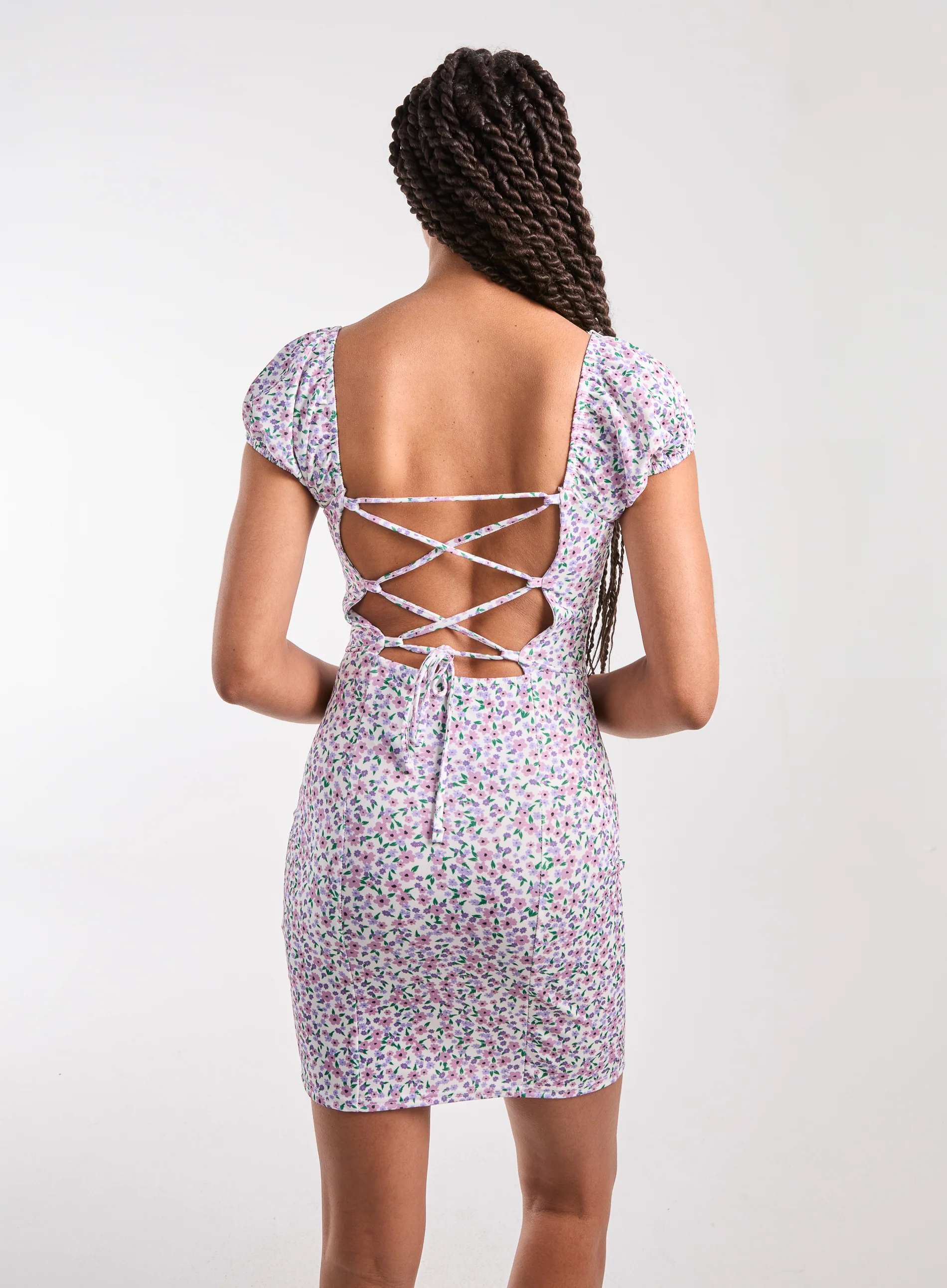 Ditsy Puff Sleeve Mini Dress - Image 2
