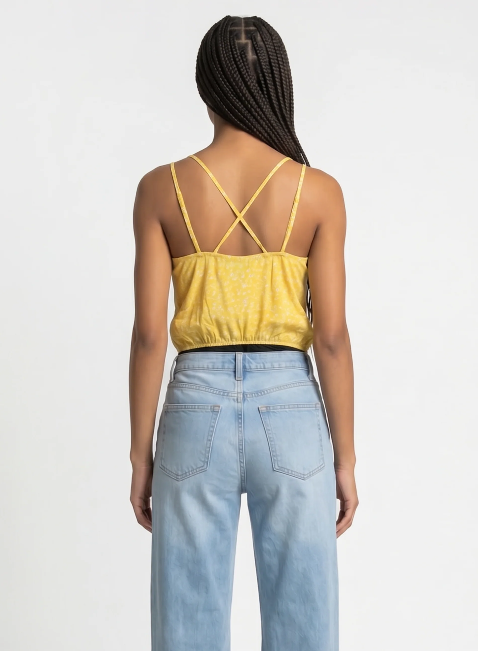 Double Cross Strap Wrap Ditsy Bodysuit - Image 2
