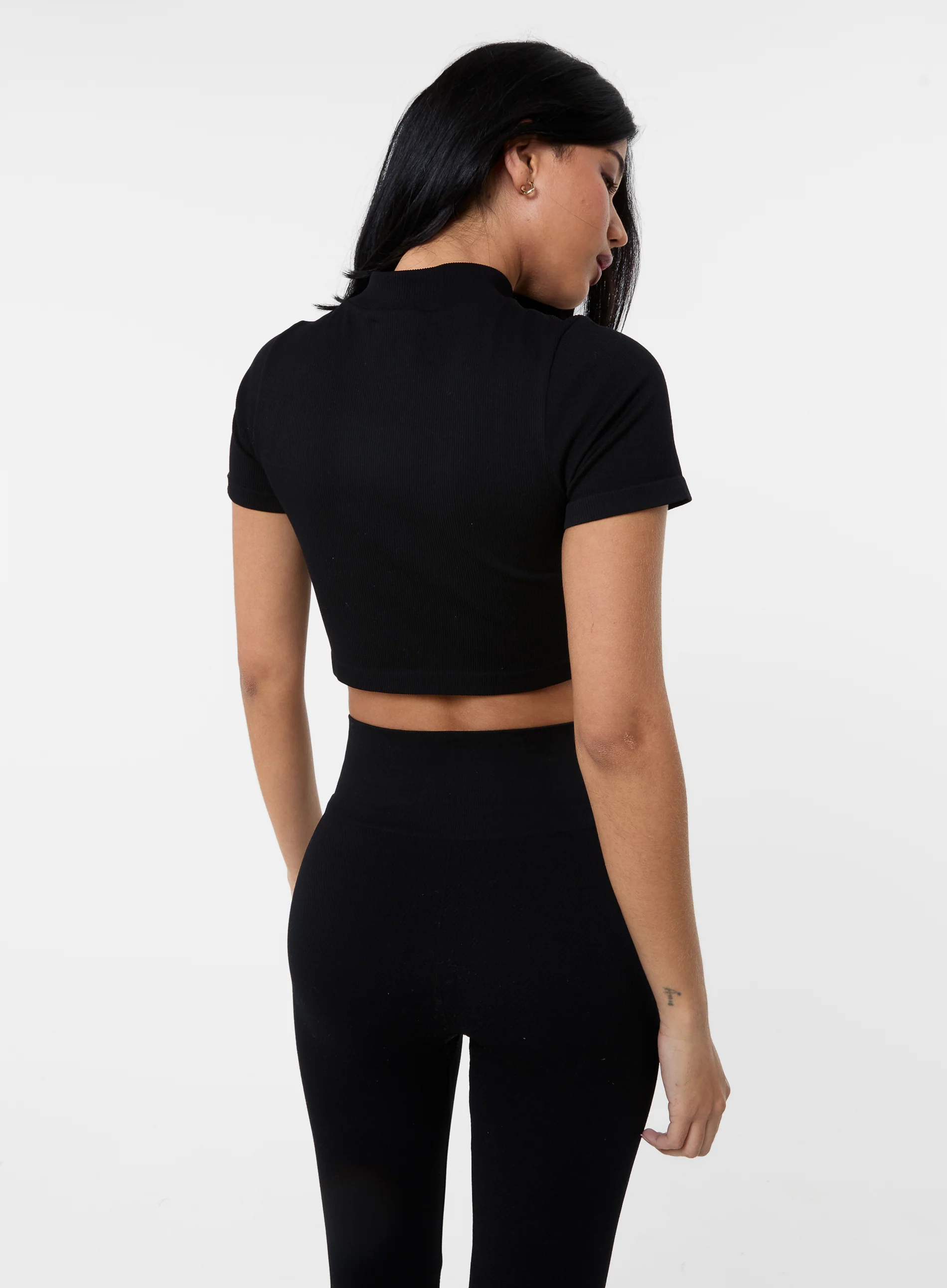 Double Zip Short Sleeve Rib Top - Image 4