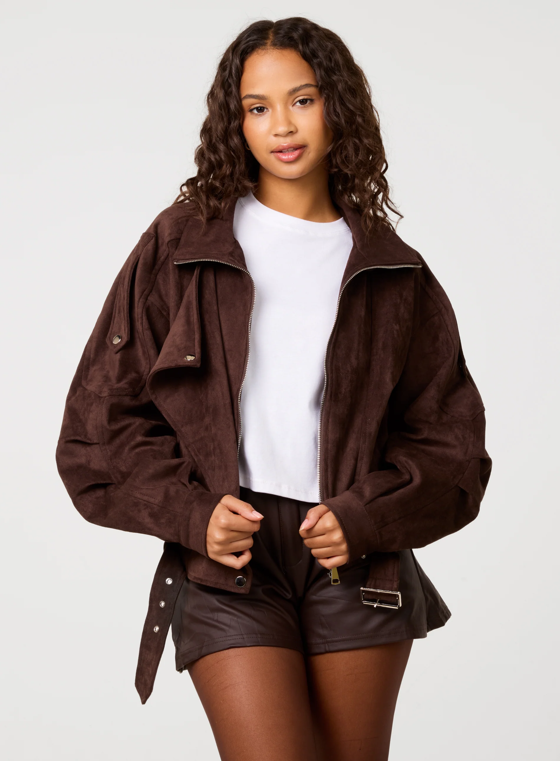 Faux Suede Oversized Jacket - Image 3