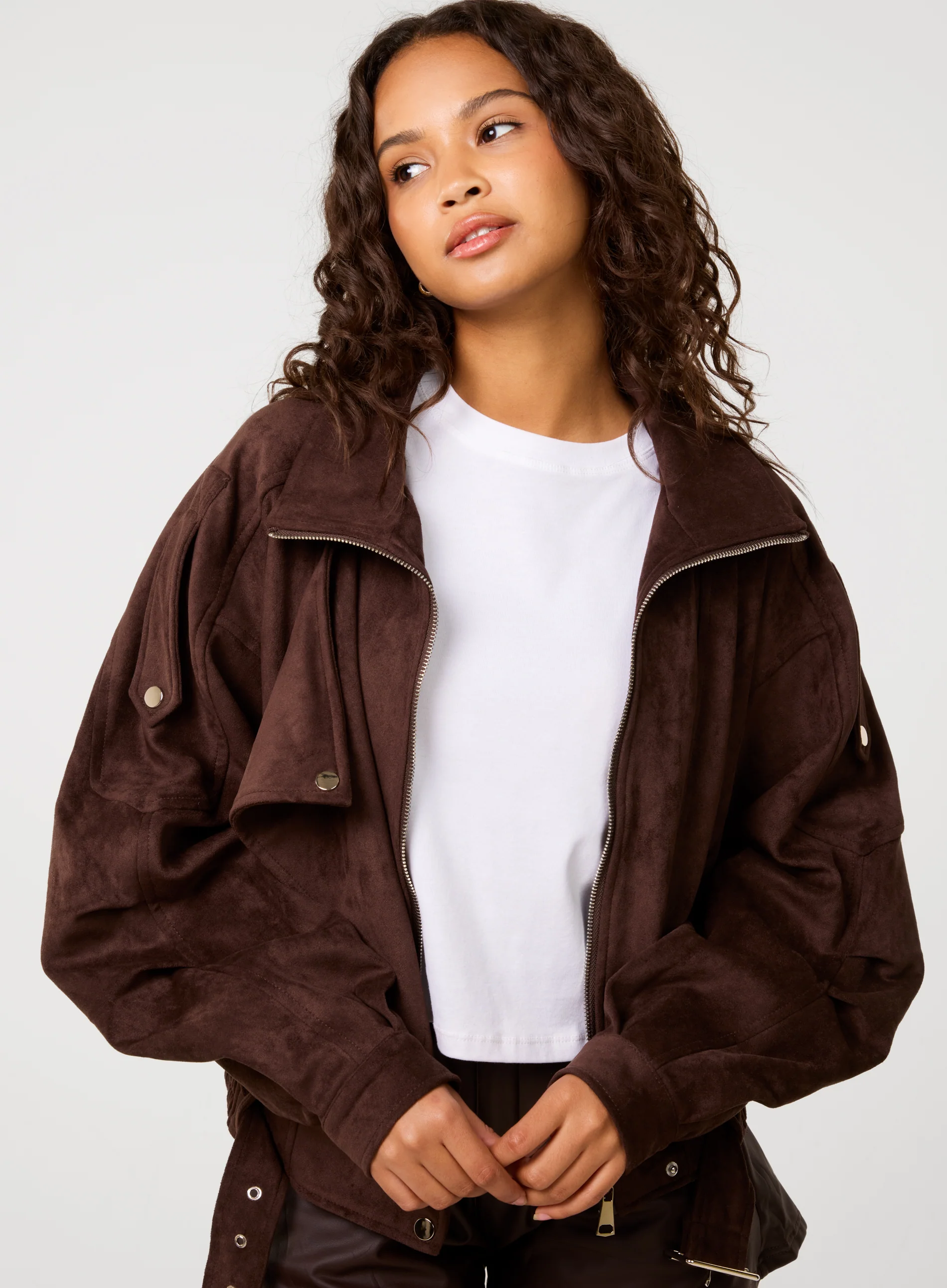 Faux Suede Oversized Jacket - Image 5