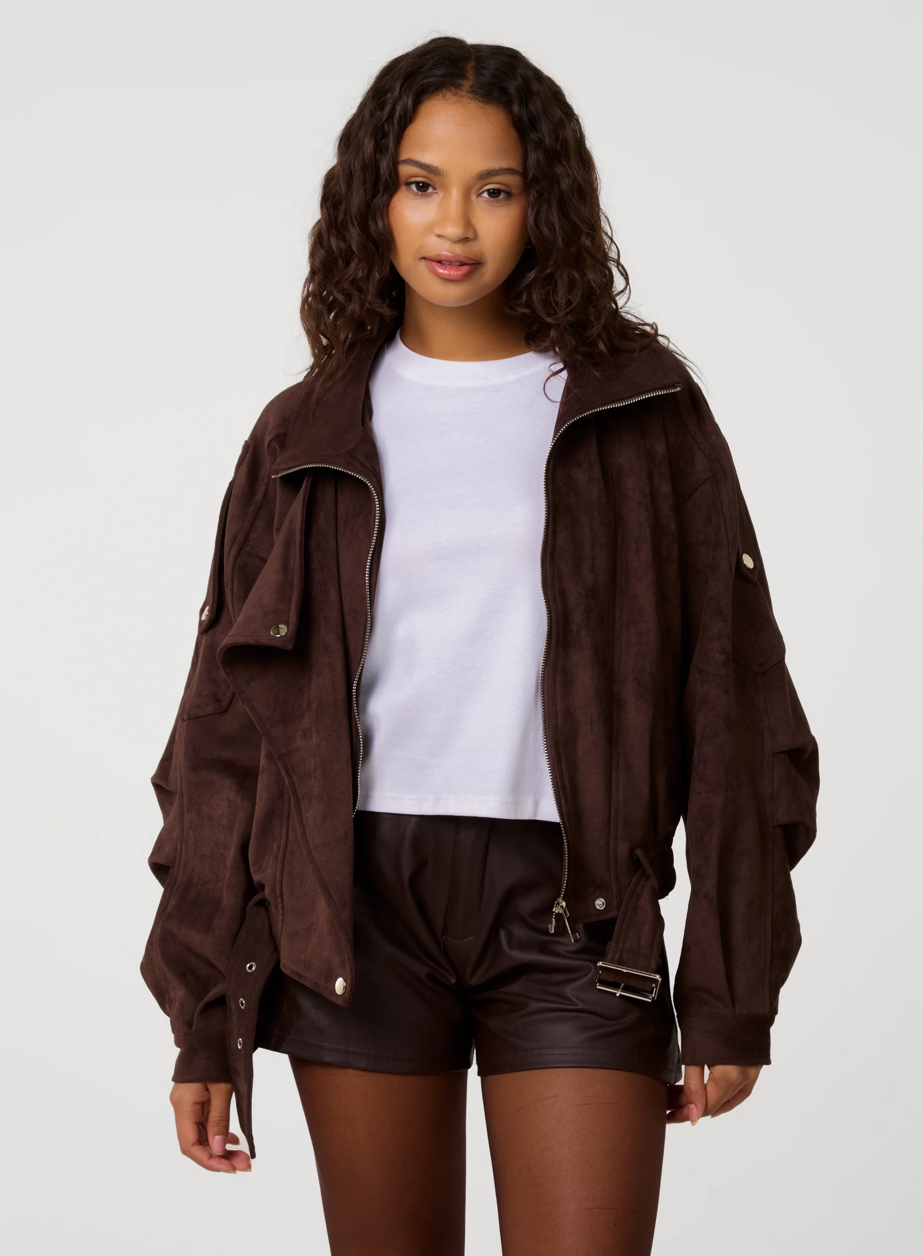 Faux Suede Oversized Jacket - Image 6
