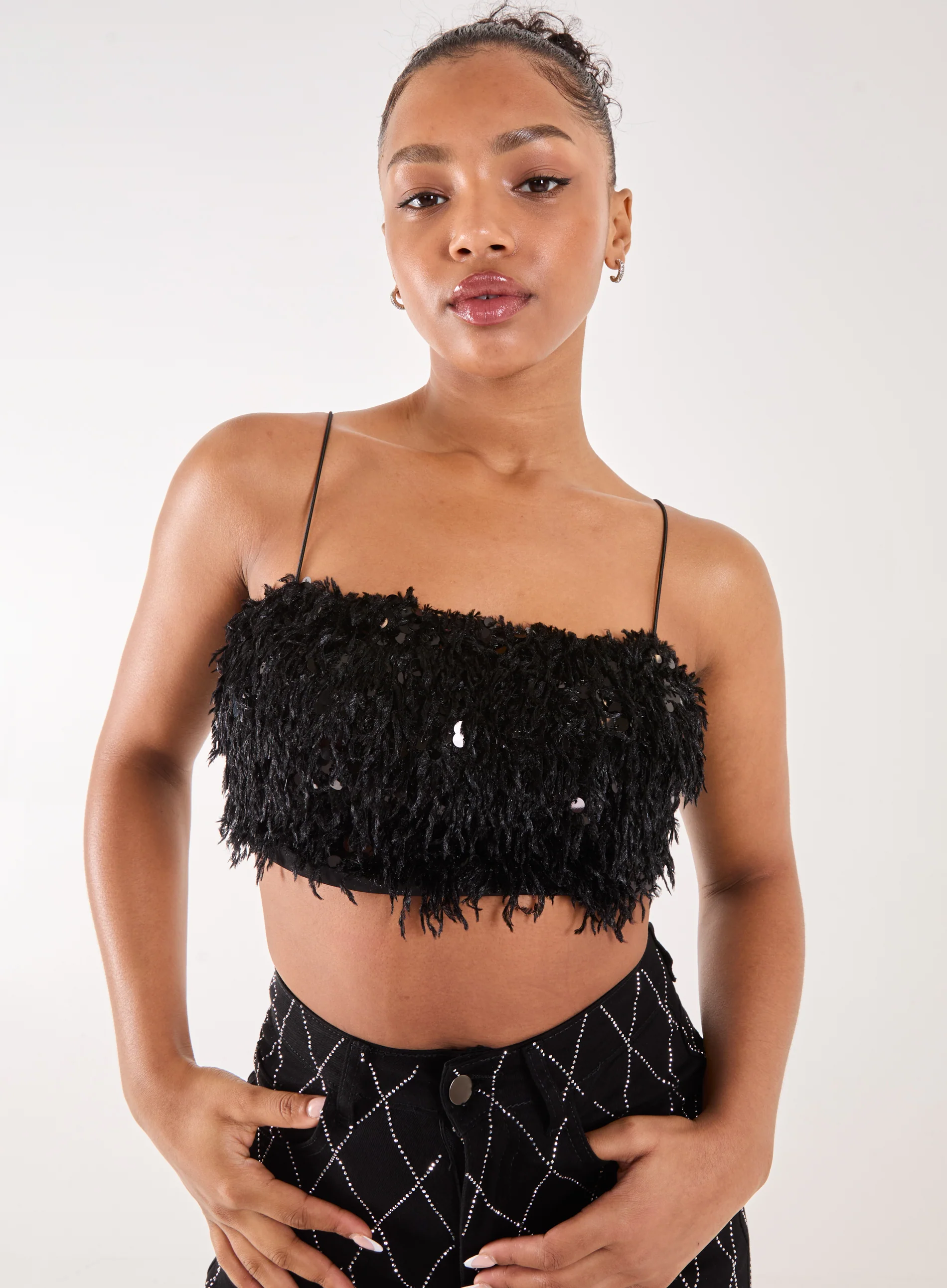 Feather Sequin Cami Top - Image 3