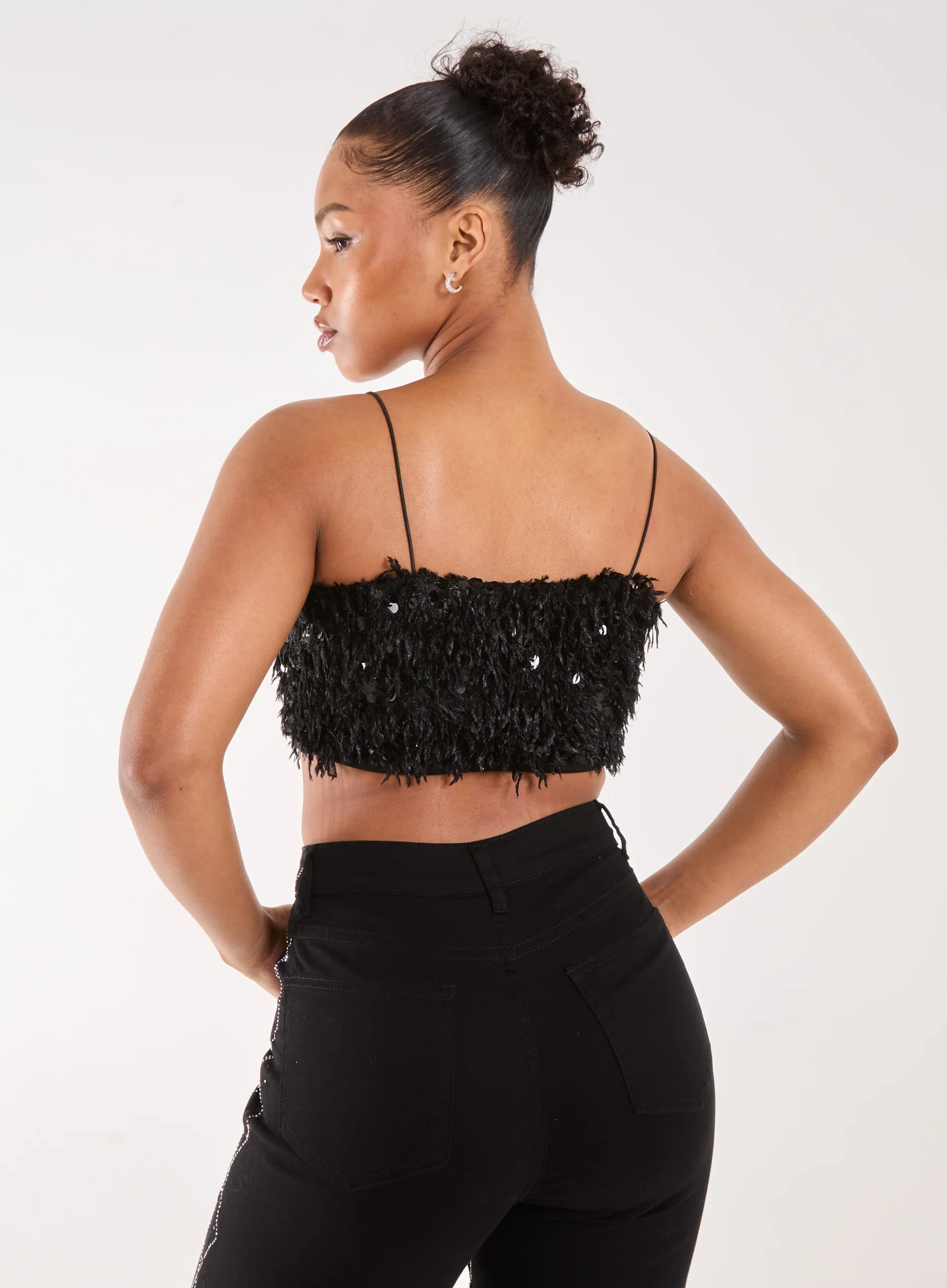 Feather Sequin Cami Top - Image 4