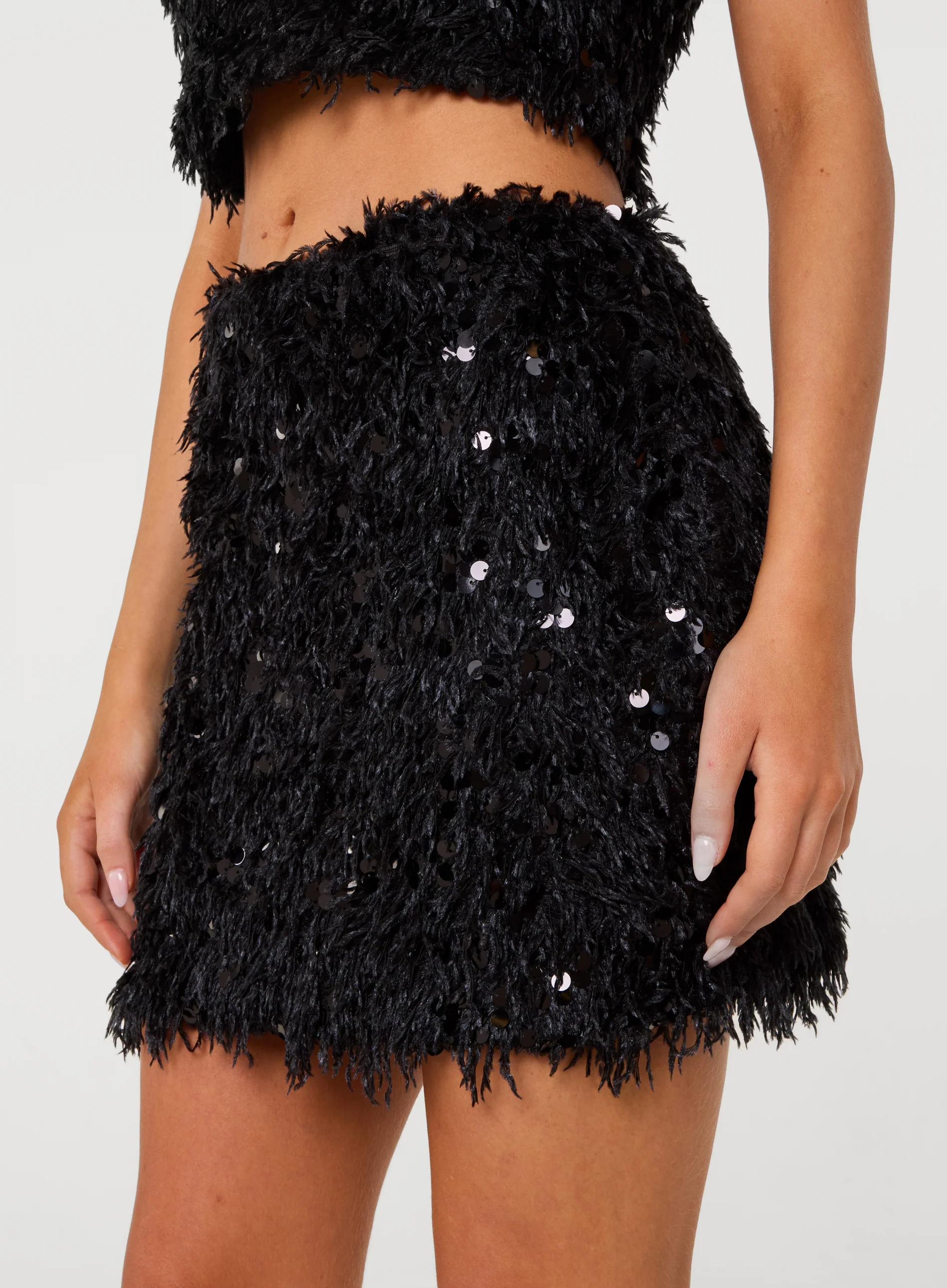Feather Sequin Mini Skirt - Image 2